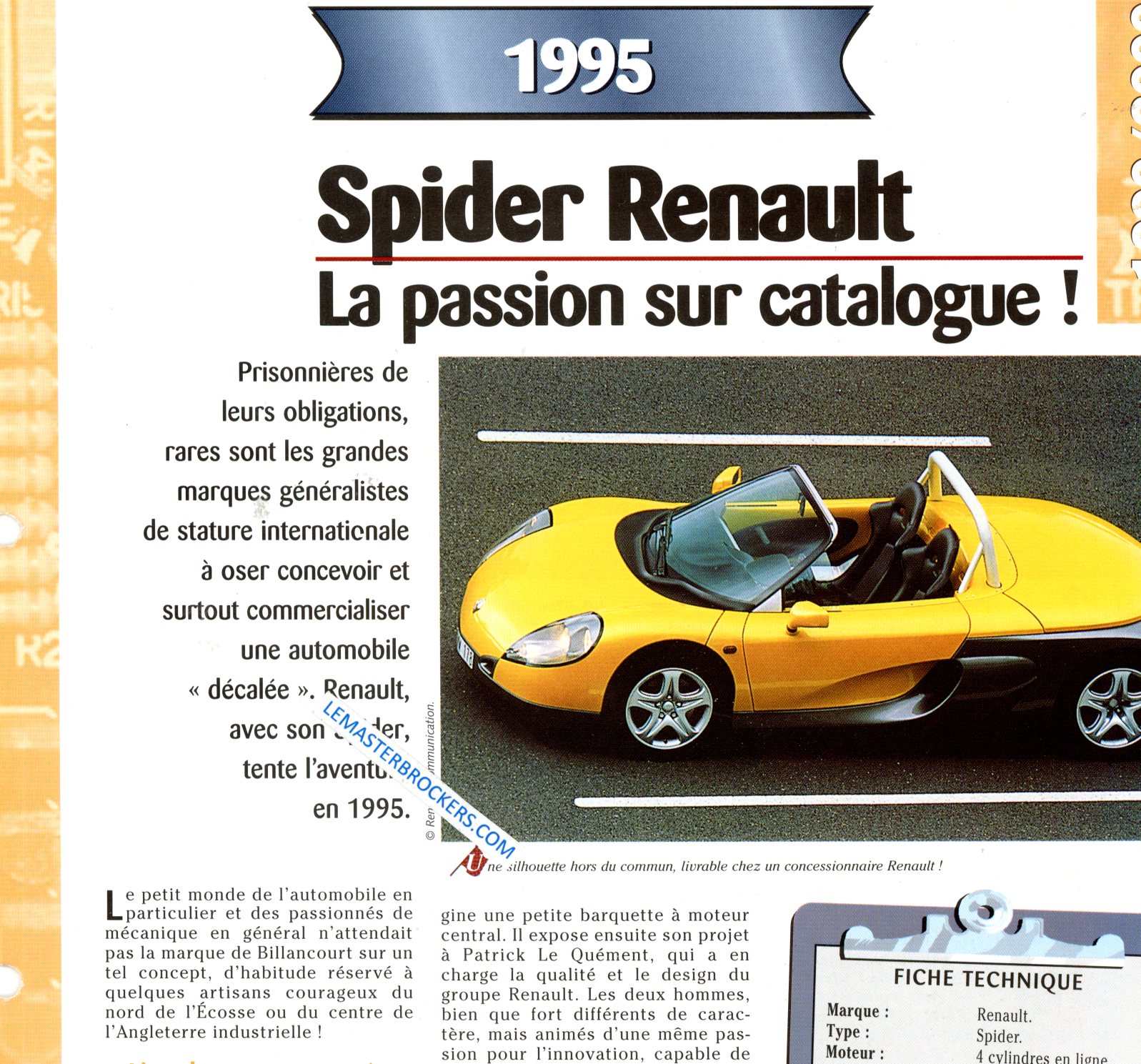 RENAULT SPIDER 1995 FICHE TECHNIQUE