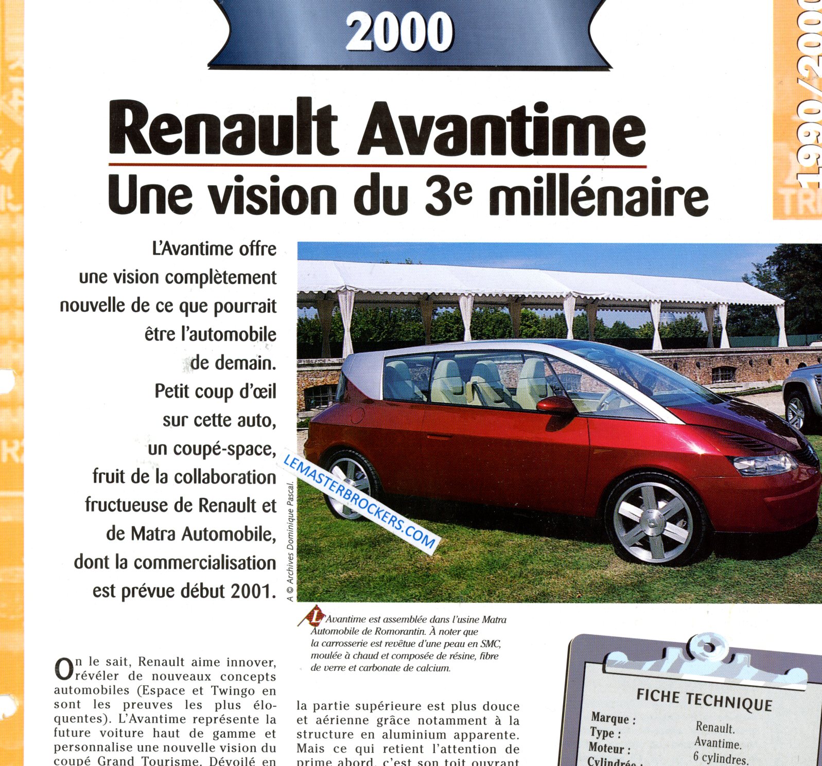 RENAULT AVANTIME 2000 FICHE TECHNIQUE