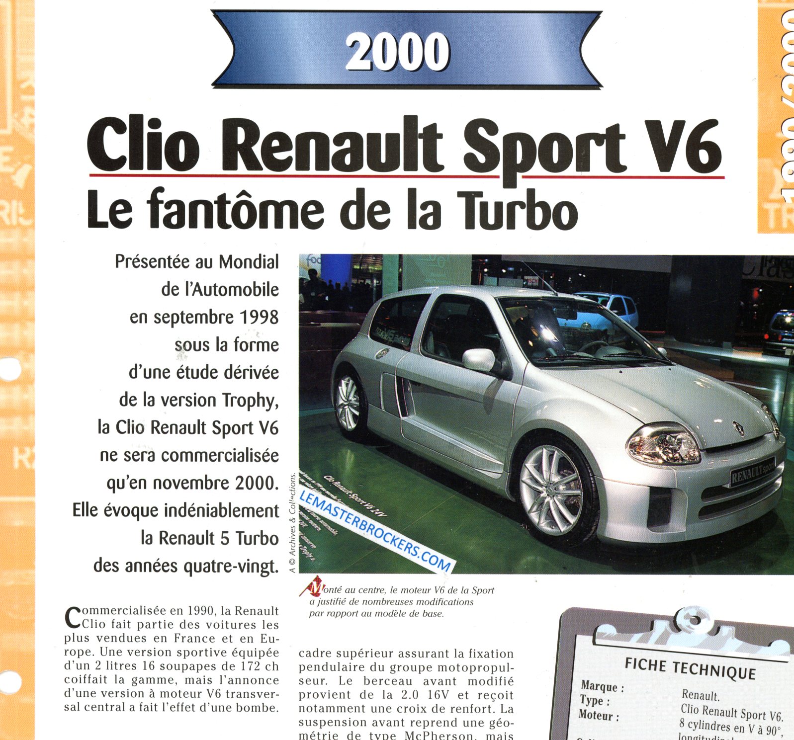 RENAULT CLIO SPORT V6 2000 FICHE TECHNIQUE