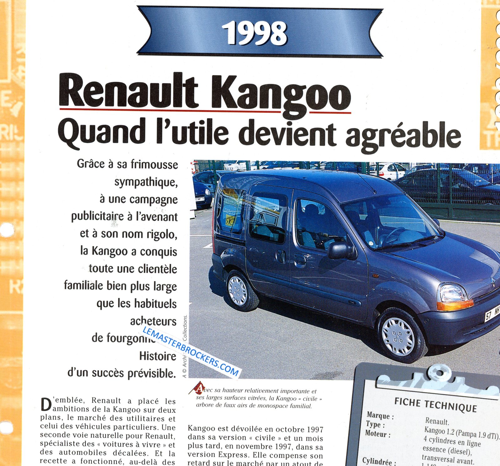 RENAULT KANGOO 1998 FICHE TECHNIQUE