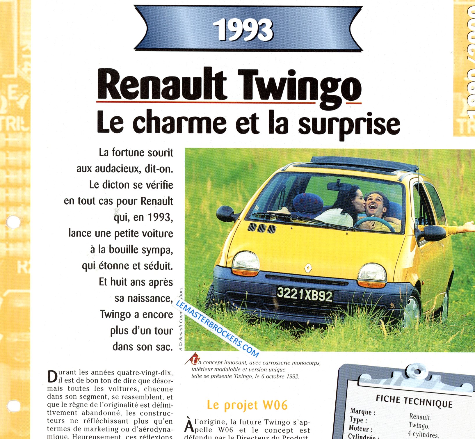 RENAULT TWINGO 1993 FICHE TECHNIQUE