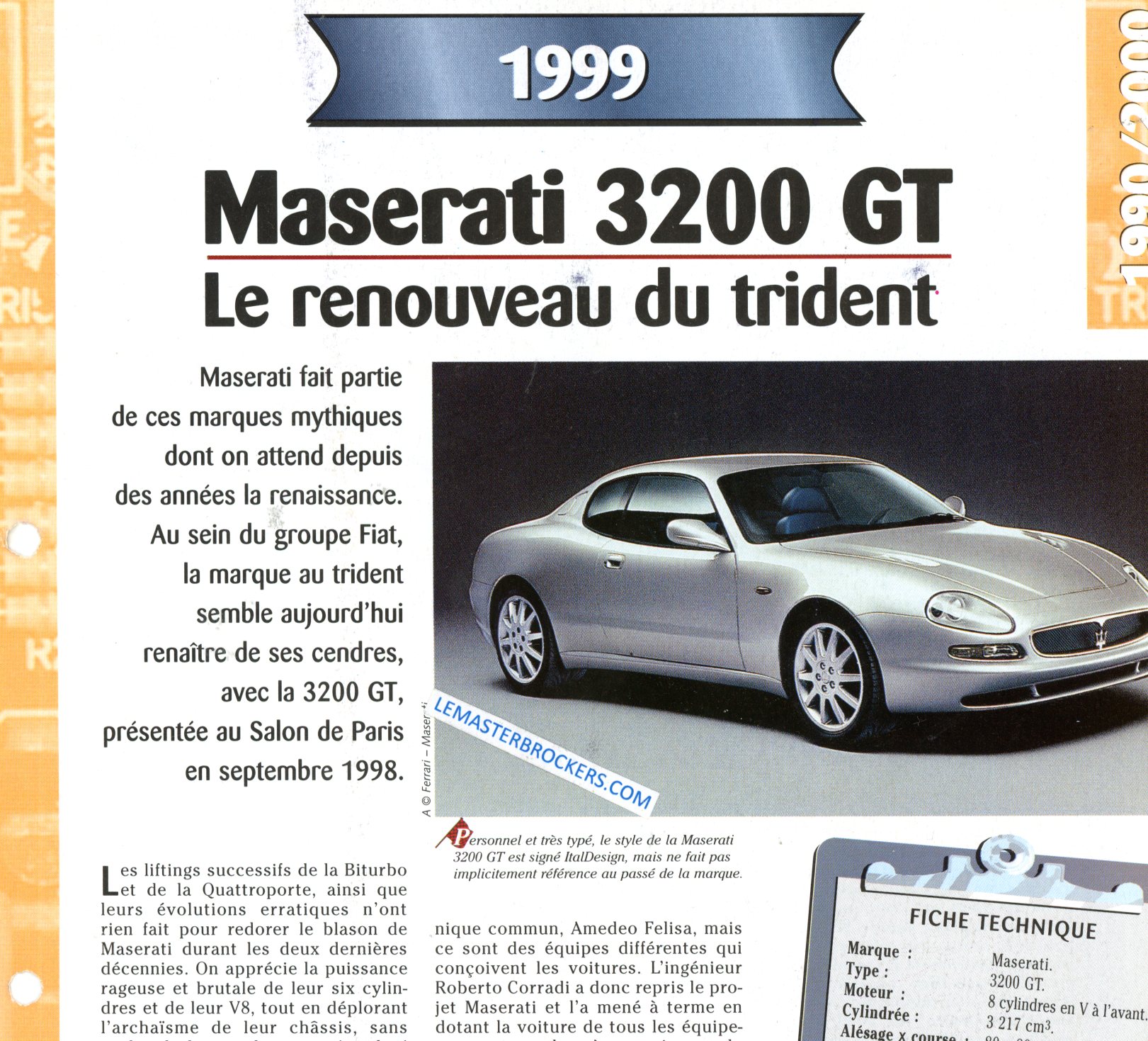 MASERATI 3200 GT 1999 FICHE TECHNIQUE