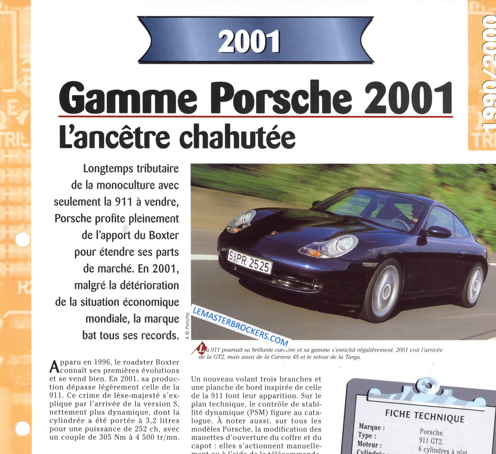 PORSCHE 2001 FICHE TECHNIQUE 911 GT2