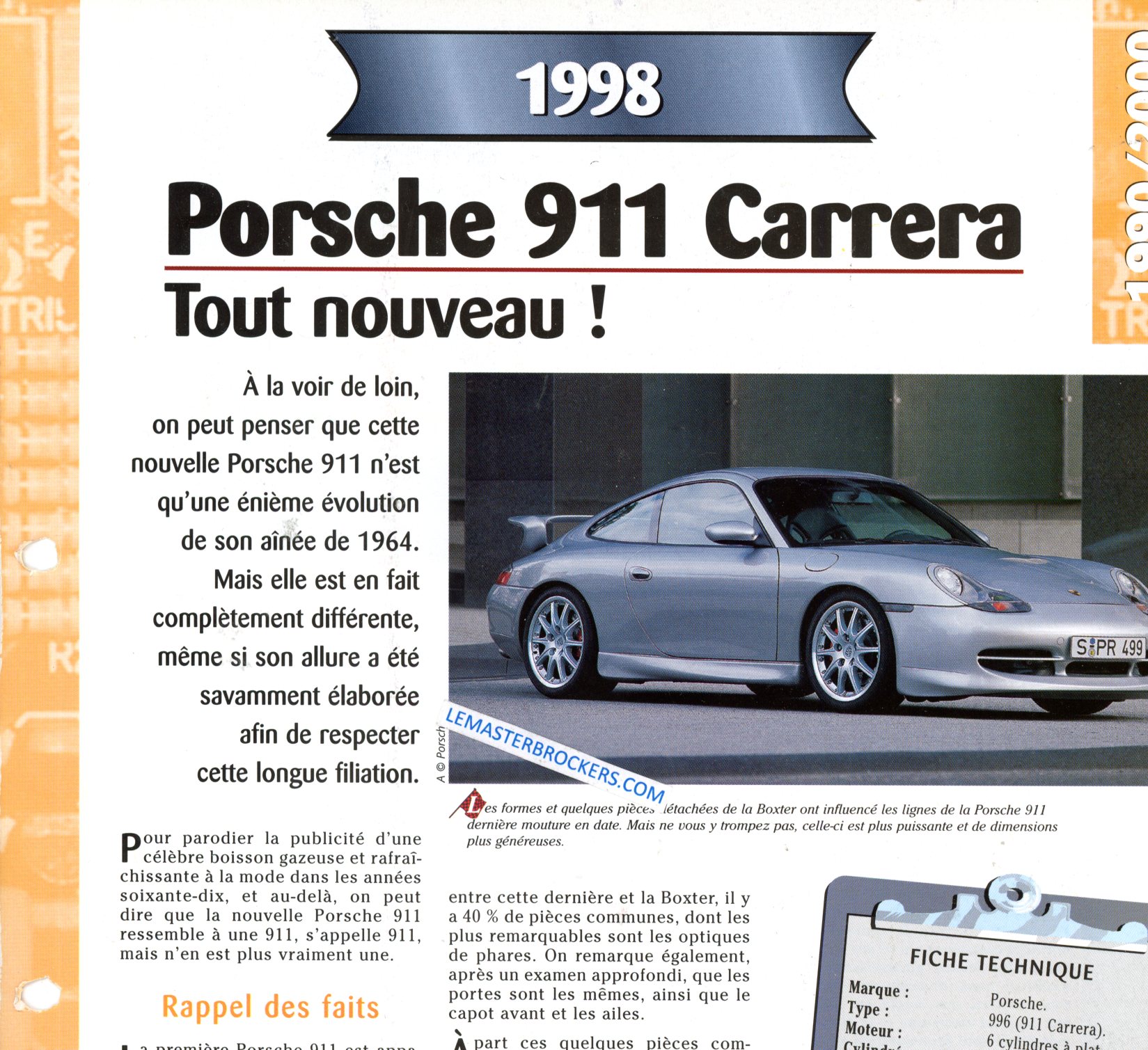 PORSCHE 911 CARRERA 1998 FICHE TECHNIQUE