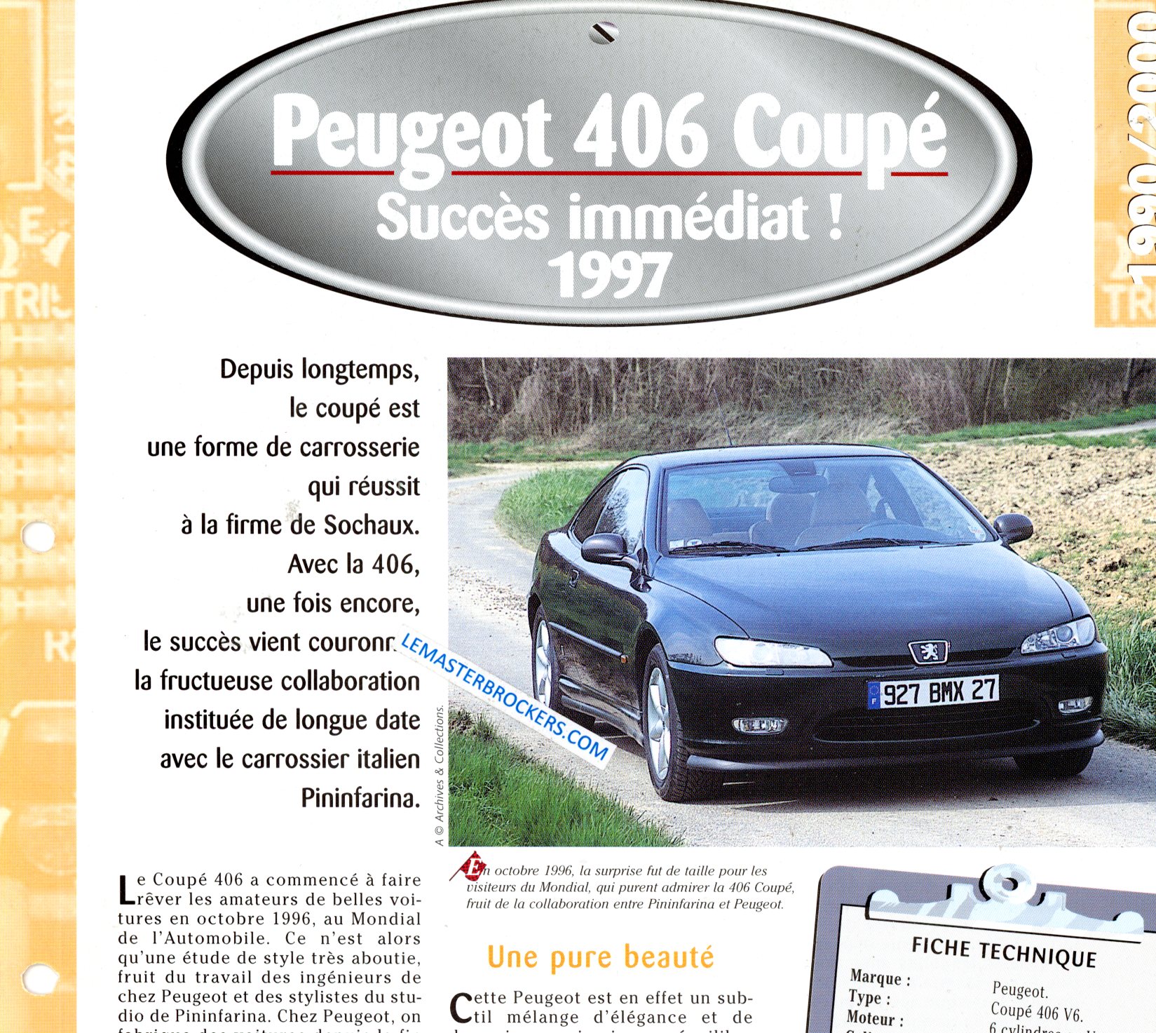 PEUGEOT 406 COUPE 1997 FICHE TECHNIQUE
