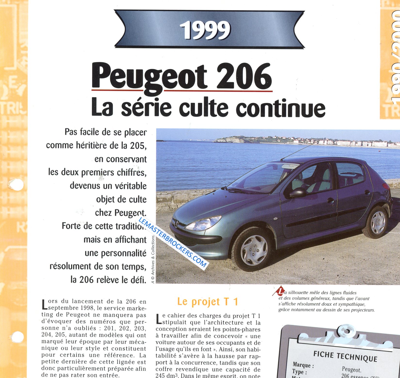 PEUGEOT 206 1999 FICHE TECHNIQUE