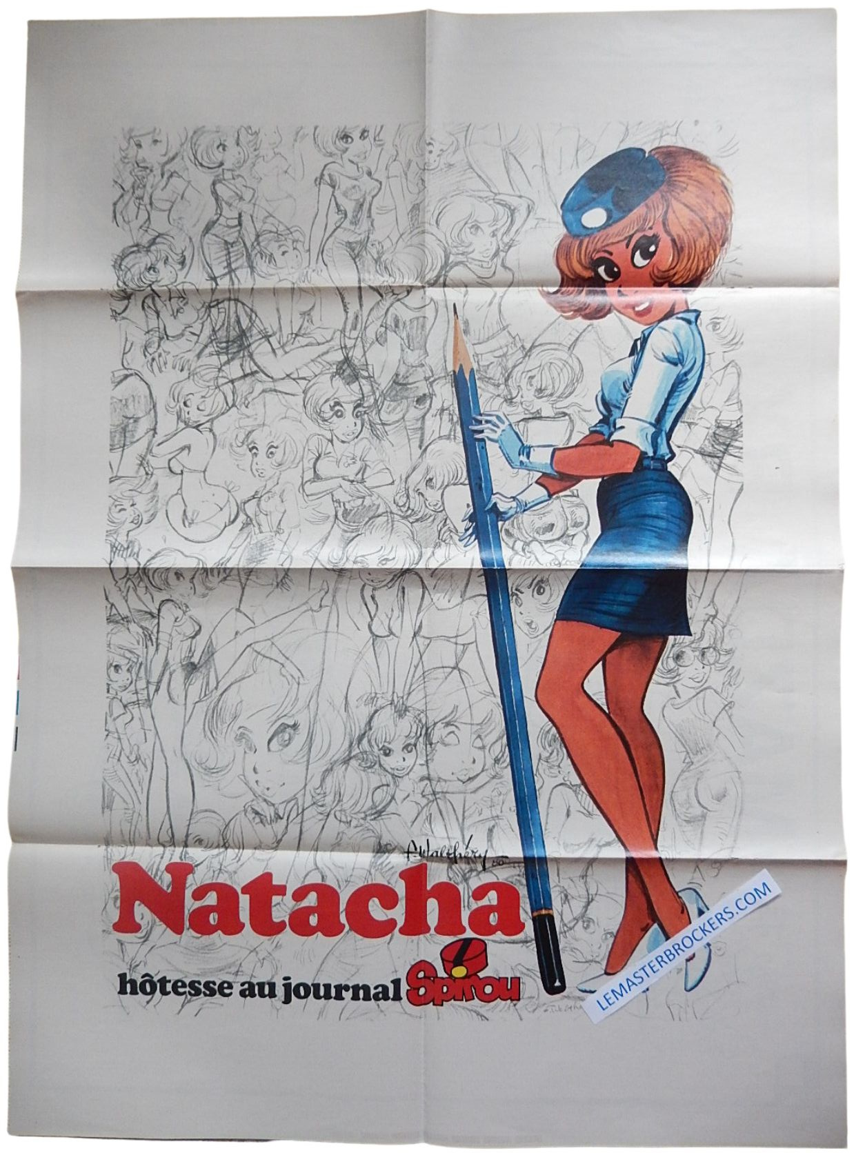 NATACHA HÔTESSE AU JOURNAL POSTER DU JOURNAL DE SPIROU 1977