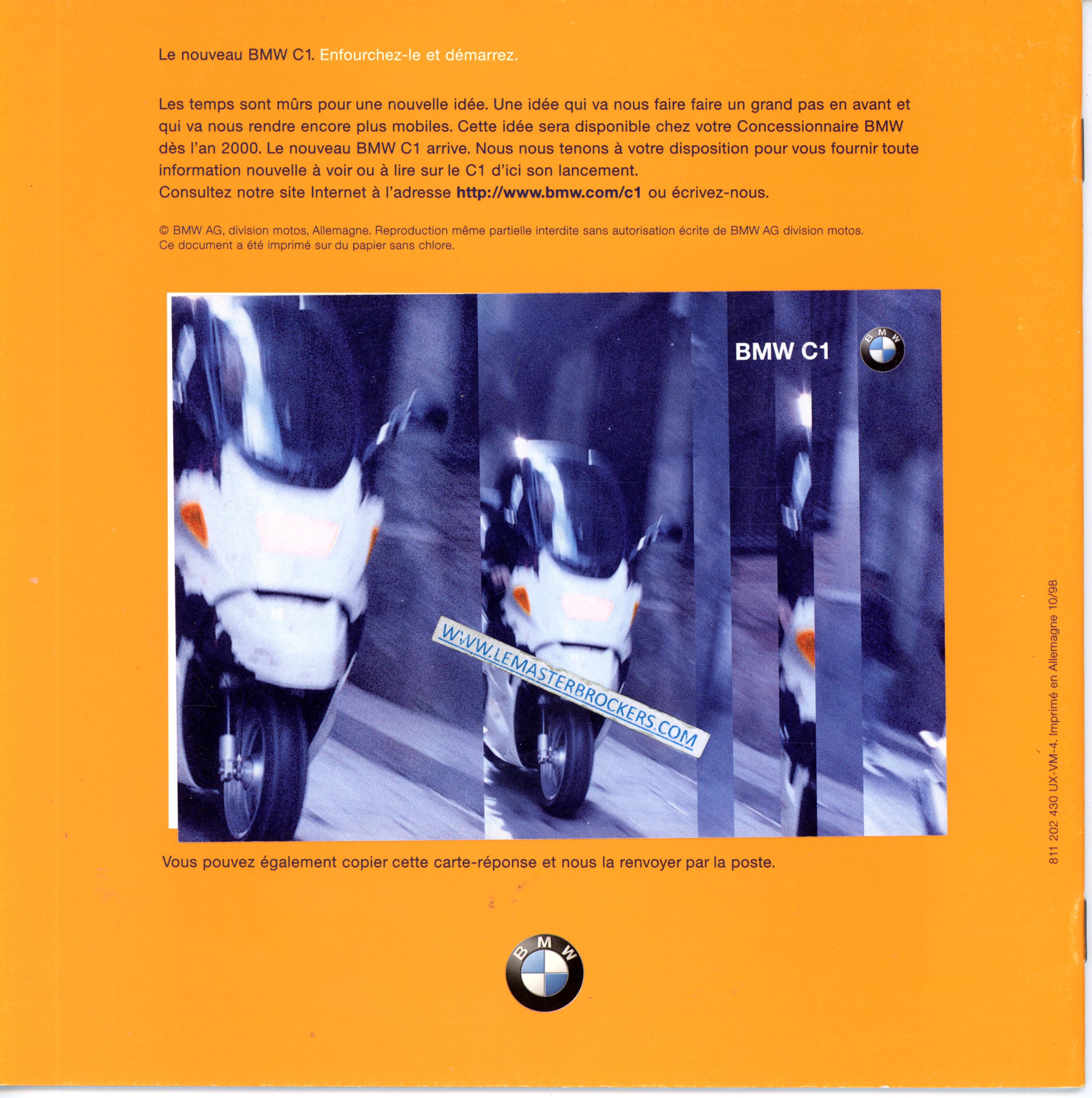 catalogue BMW C1 BROCHURE SCOOTER 1998