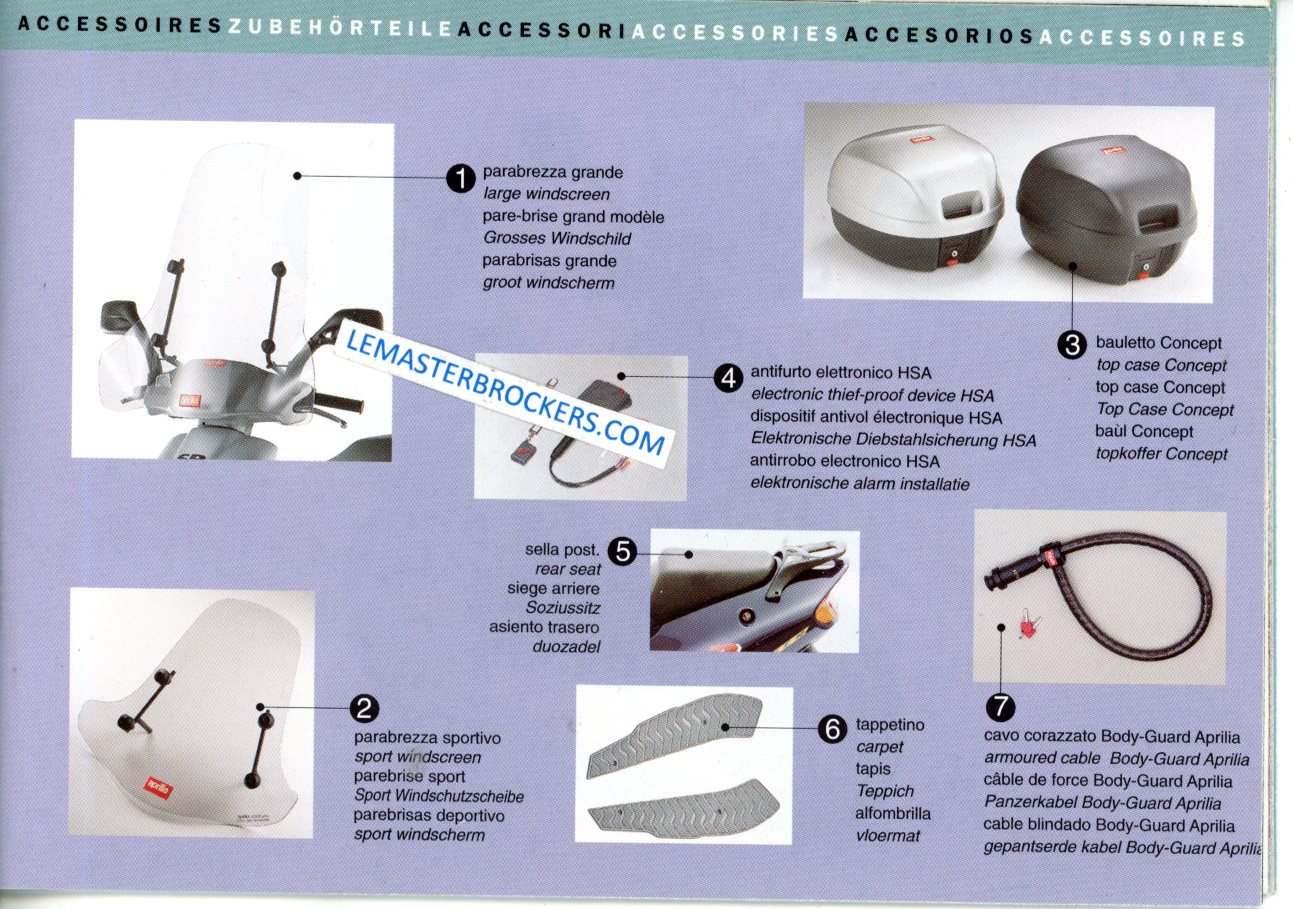 ACCESSOIRES APRILIA BROCHURE SCOTOER