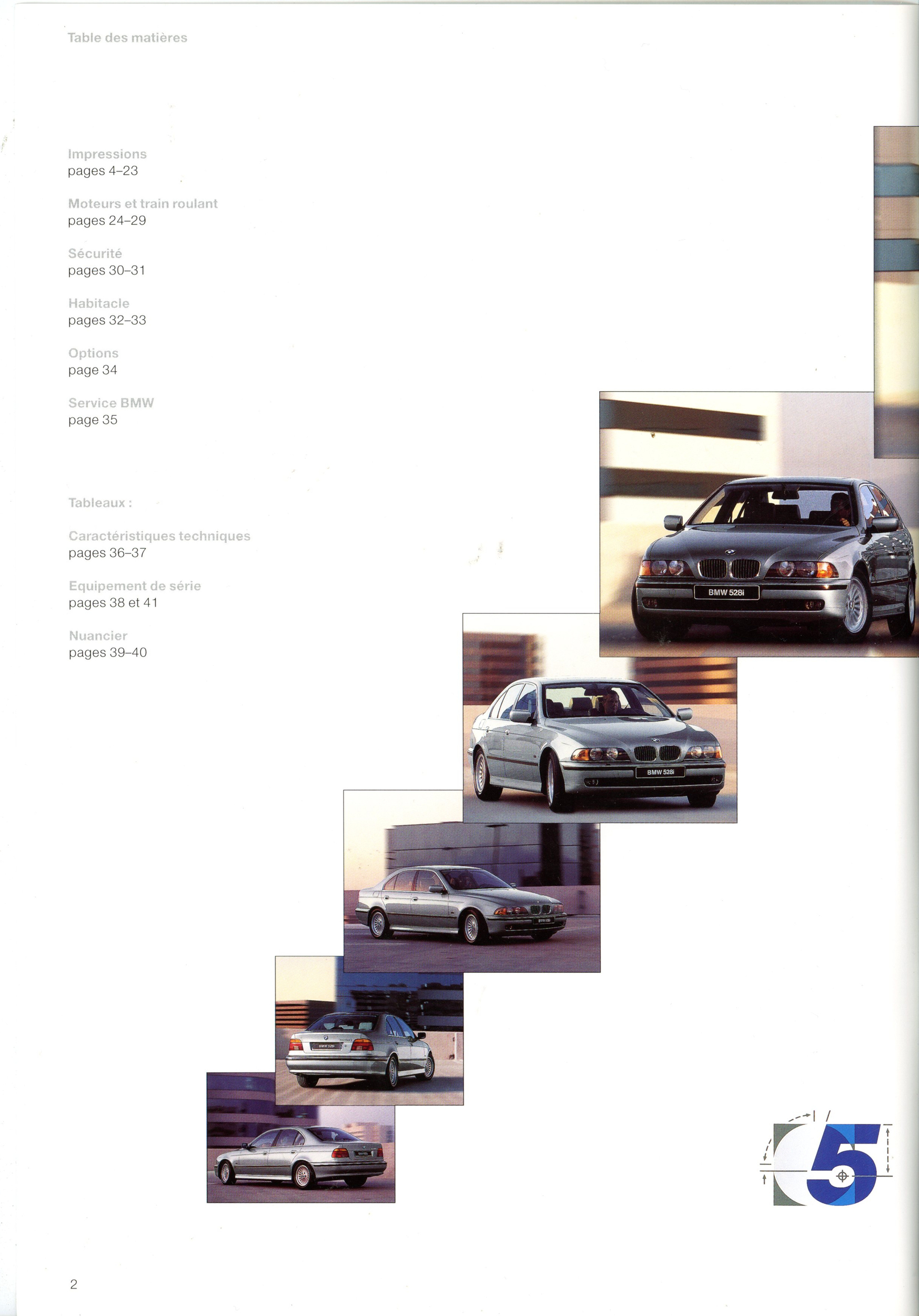 CATALOGUE BMW 520i 523i 528i 525TDS DE 1996