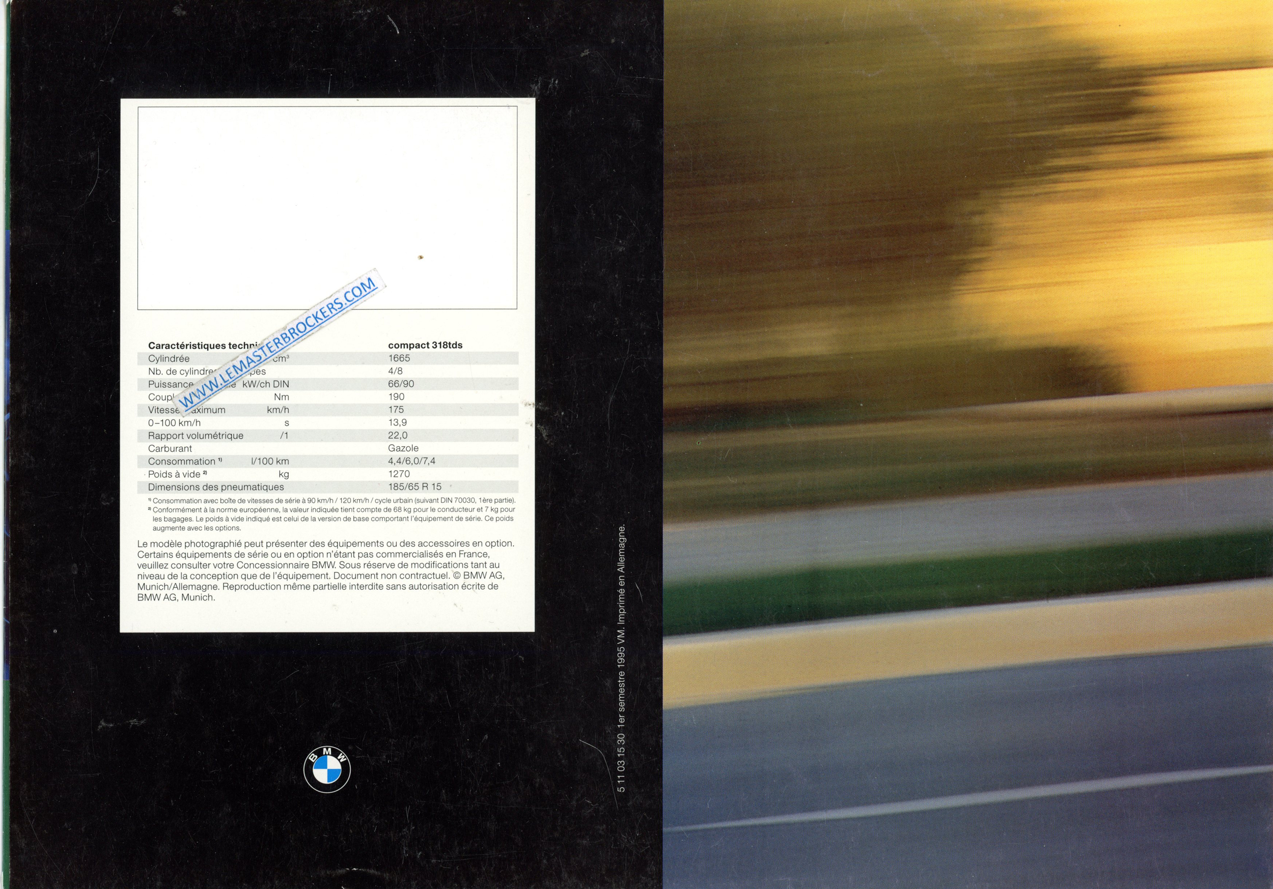 CATALOGUE BMW COMPACT 318 TDS 318TDS 1995