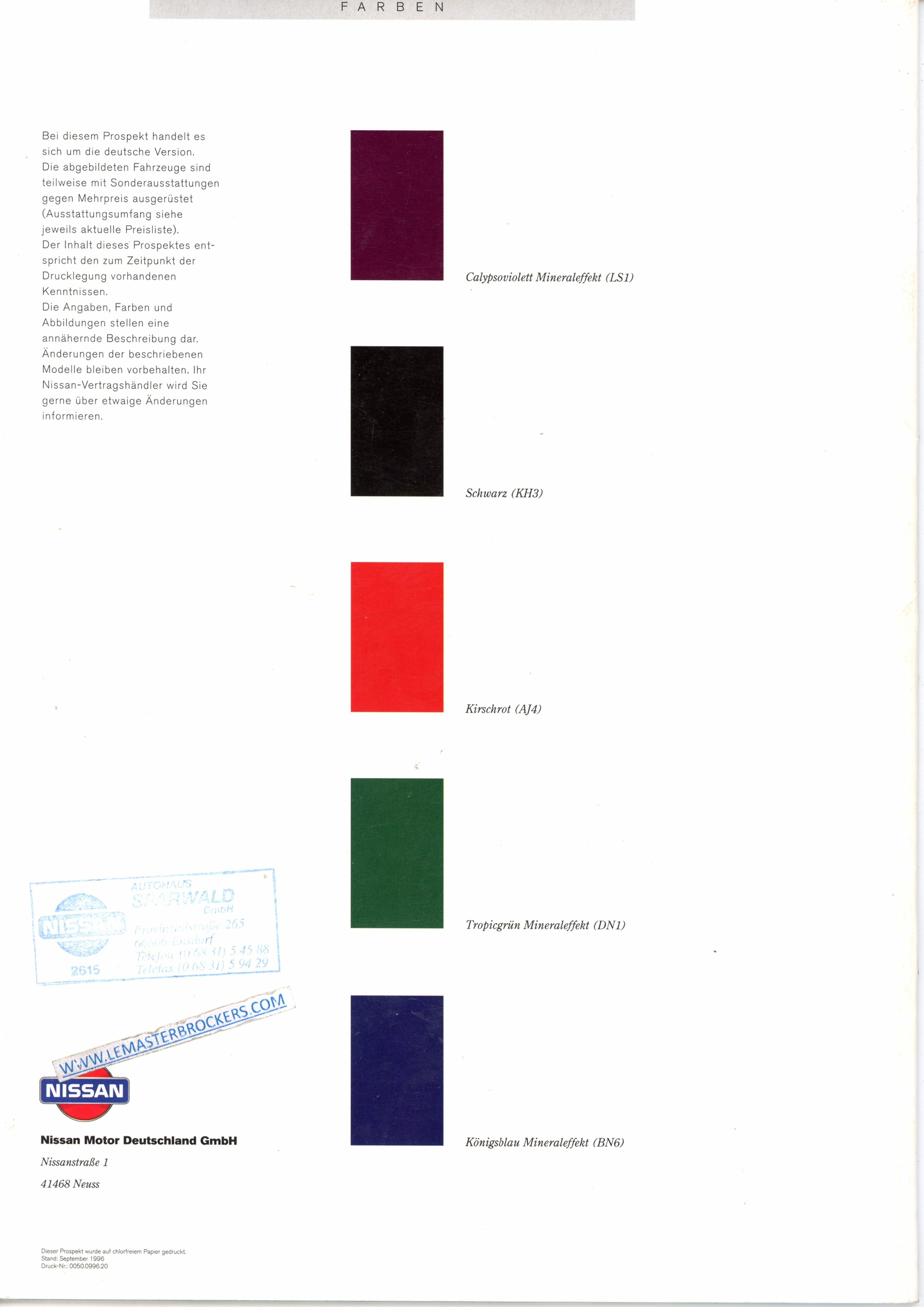 CATALOGUE NISSAN 200 SX SX200 ALLEMAND