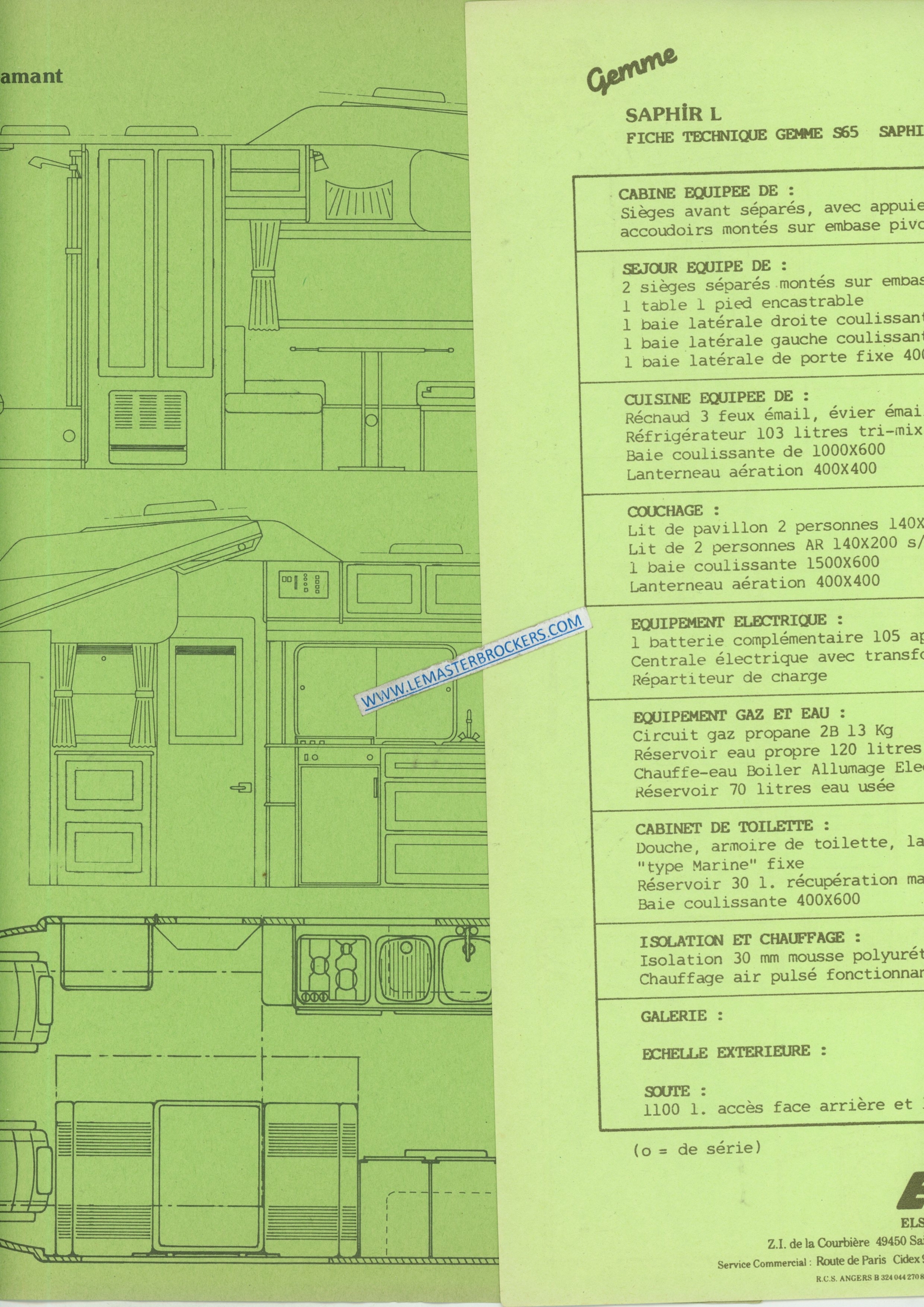 BROCHURE CAMPING-CAR ELSI SAPHIR DIAMANT EMERAUDE