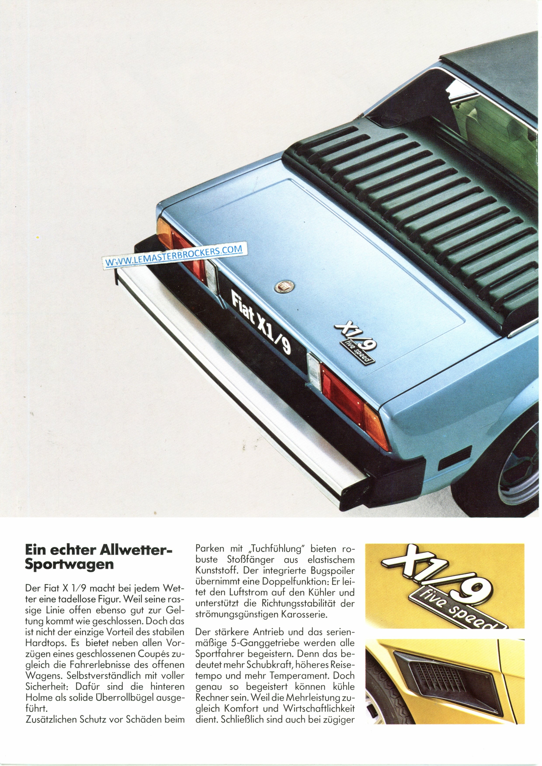 BROCHURE FIAT X1-9 FIVE SPEED 1978 EN ALLEMAND