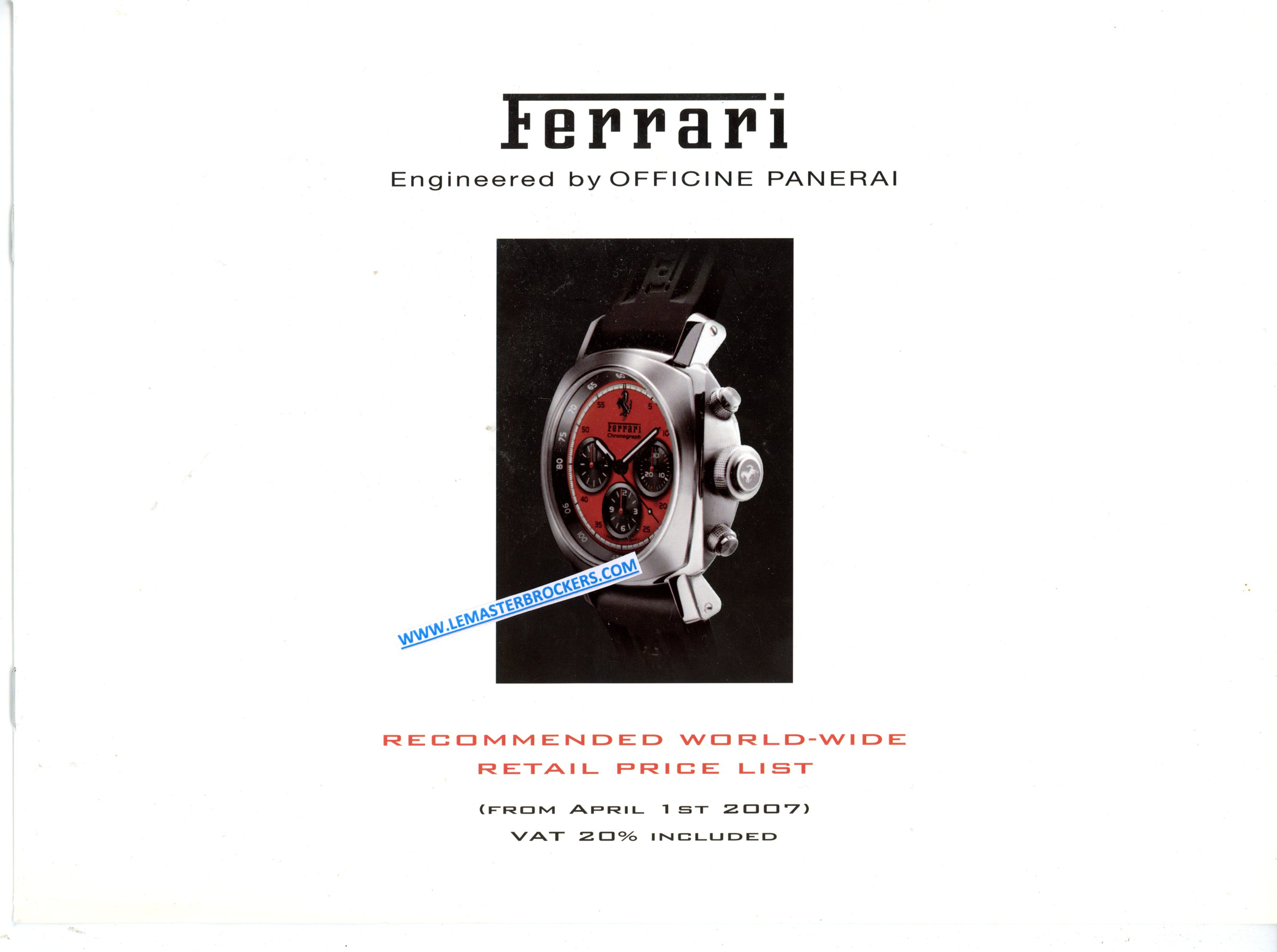 CATALOGUE MONTRE PANERAI FERRARI   TARIF 2007