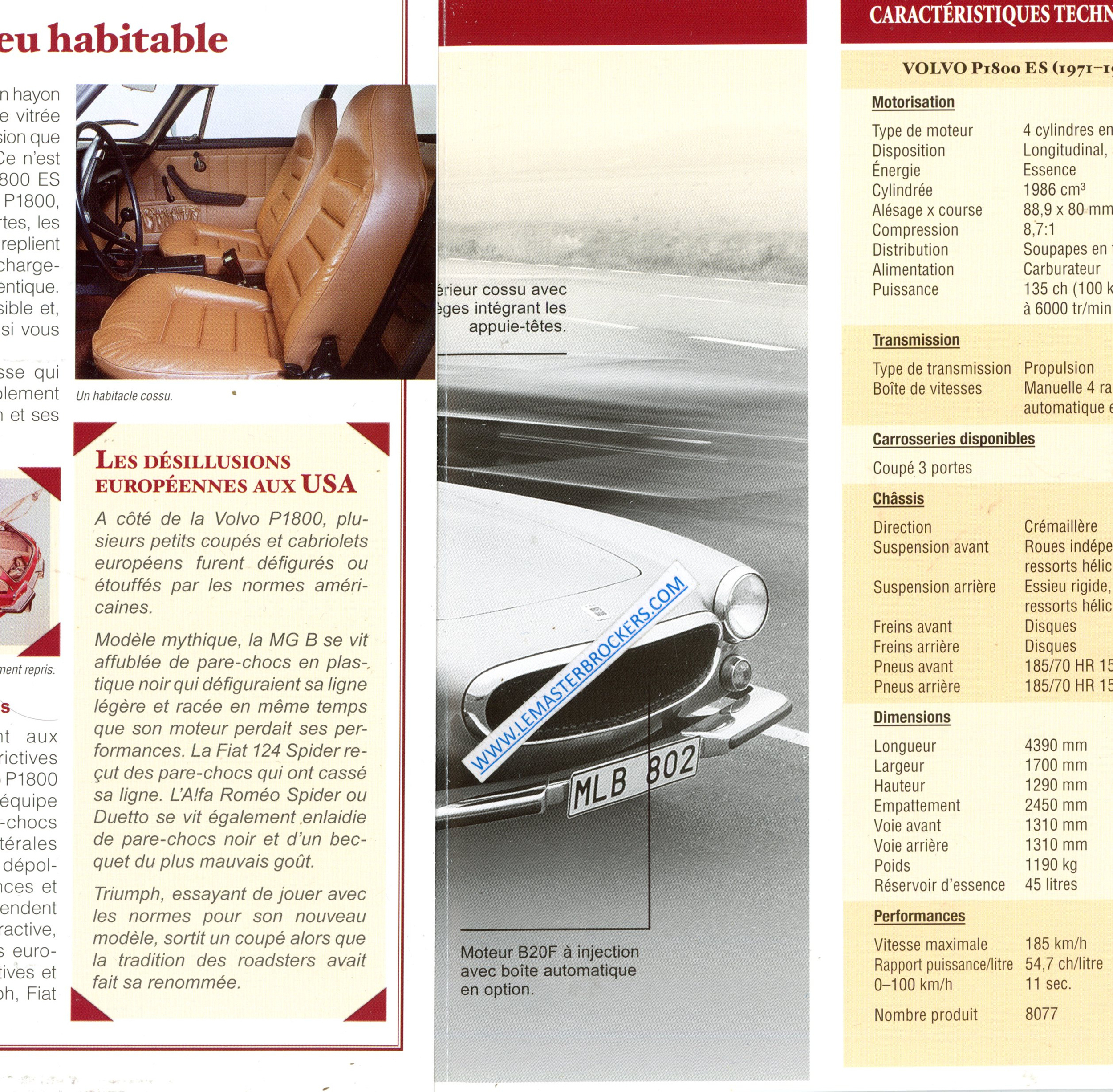 BROCHURE VOLVO P1800 ES 1971 1973