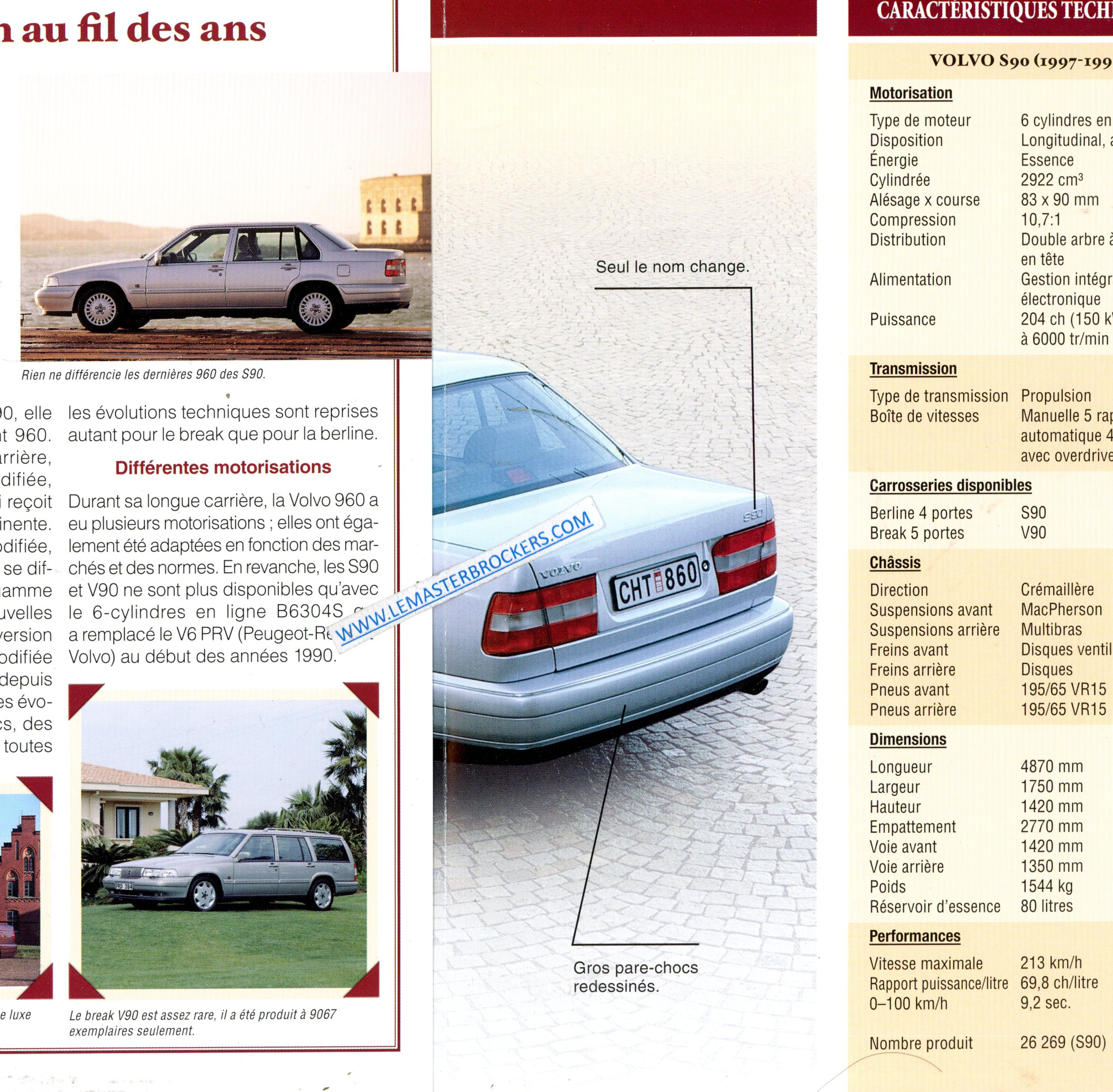 BROCHURE VOLVO S90 1997 1998