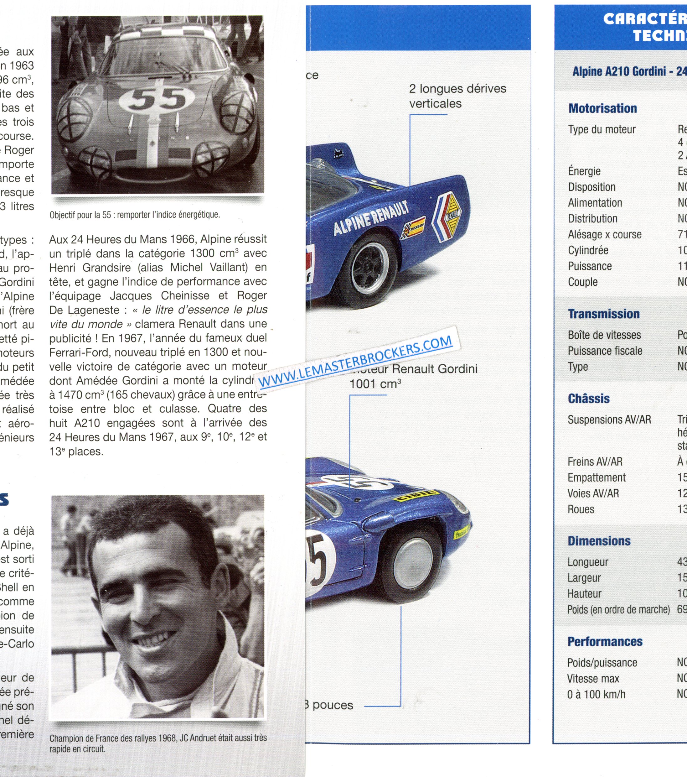 BROCHURE SAGA GORDINI ALPINE A210 24 HEURES DU MANS 1968