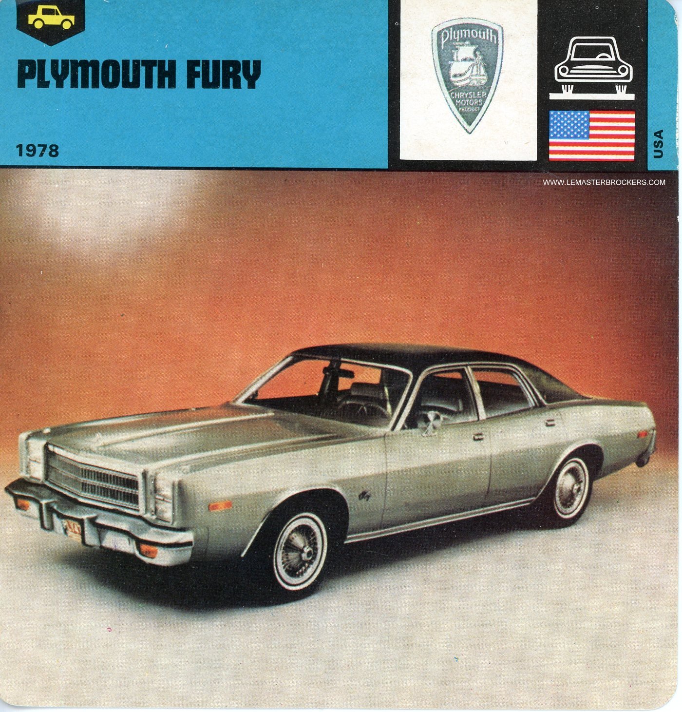 FICHE PLYMOUTH FURY CARS-CARD-PICTURE-LEMASTERBROCKERS