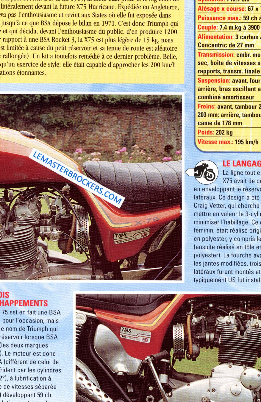 BROCHURE MOTO TRIUMPH X75 HURRICANE 1973