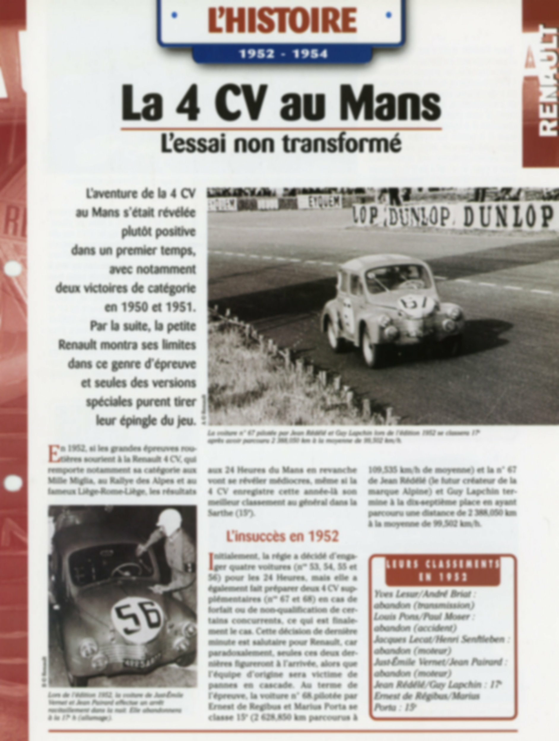 FICHE-RENAULT-4CV-AU-MANS-Fiche-auto-HACHETTE-lemasterbrockers-cars-card-french