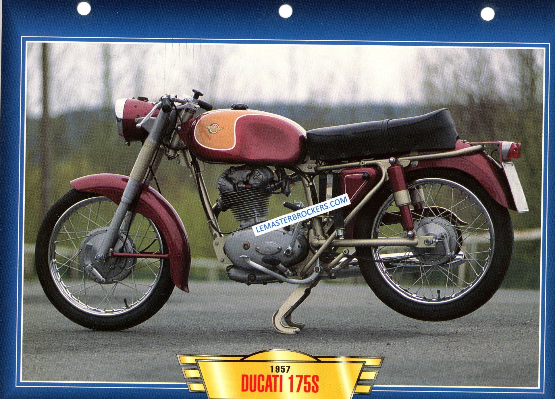 FICHE BROCHURE FICHE MOTO DUCATI 175S 1957