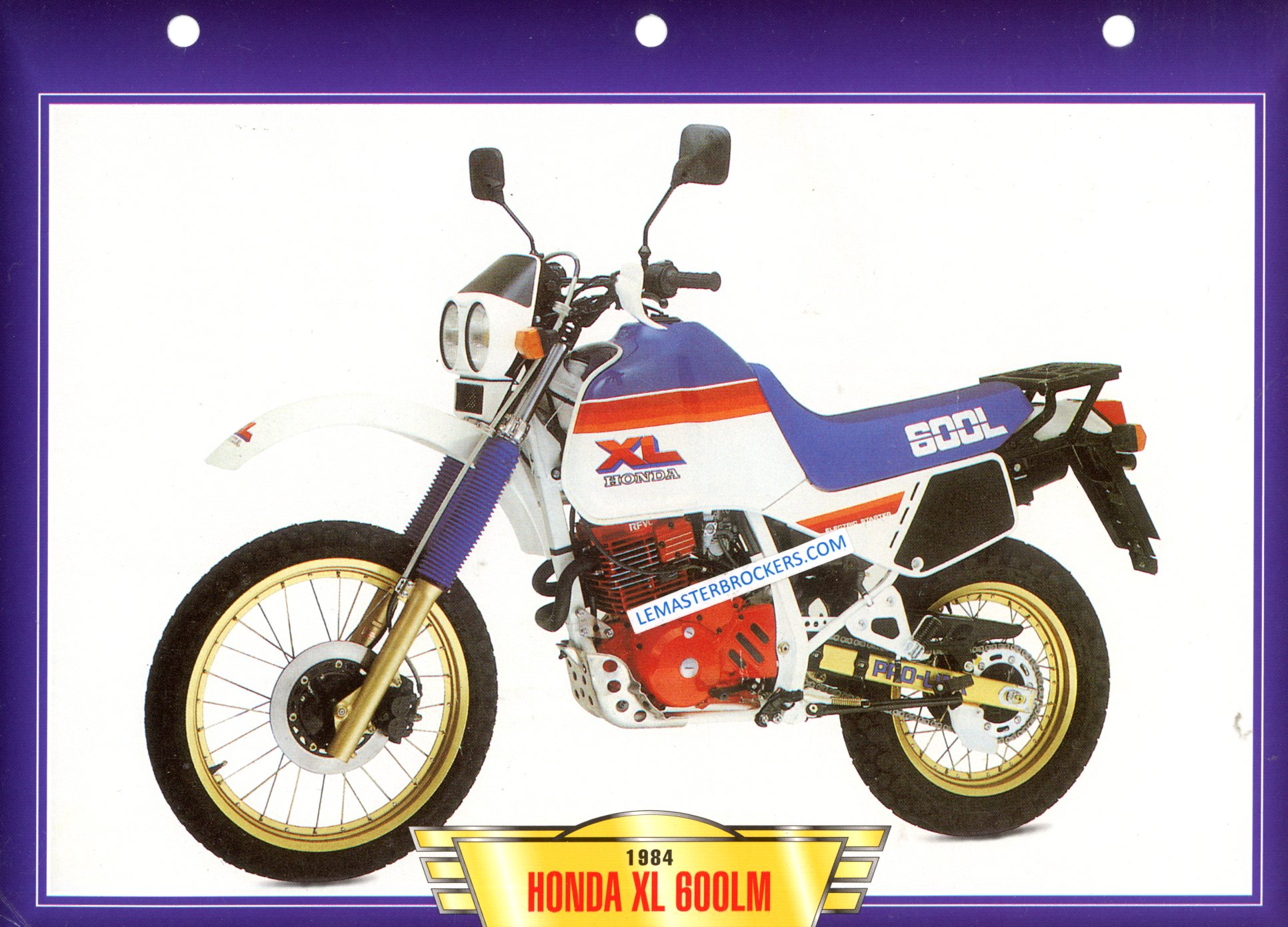 FICHE HONDA XL 600LM XL600 LM 1984 BROCHURE MOTO