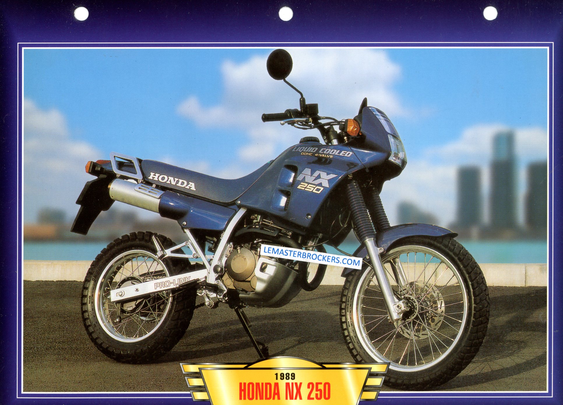 CARD FICHE MOTO HONDA NX 250 NX250 1989