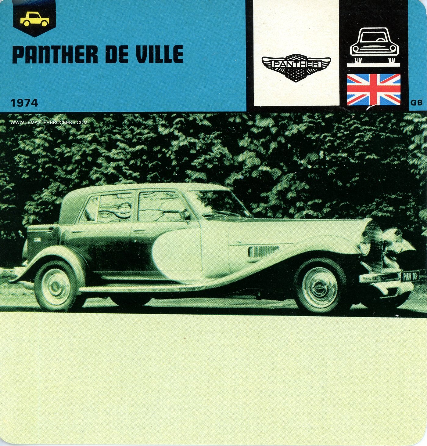 FICHE AUTO PANTHER CARS CARD LEMASTERBROCKERS