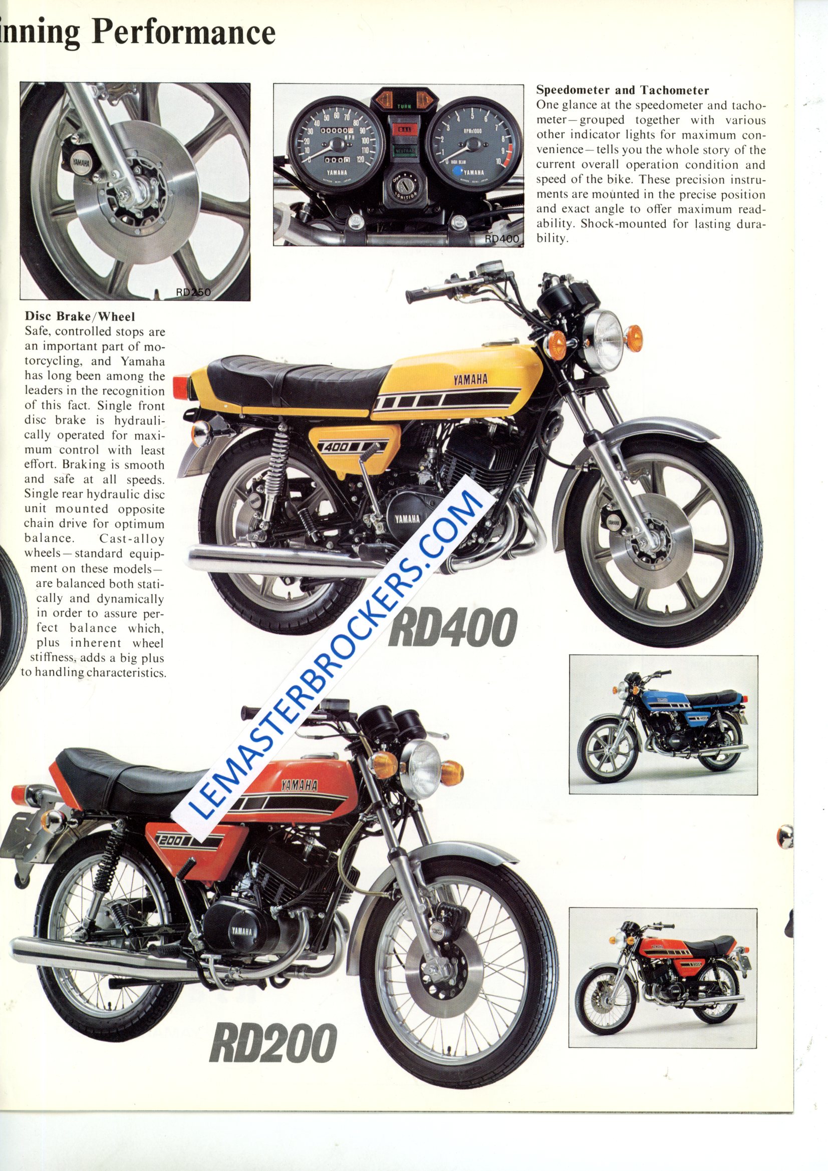 brochure moto vintage YAMAHA RD SR RD400 RD250 RD200 RD125 RS125 RS100