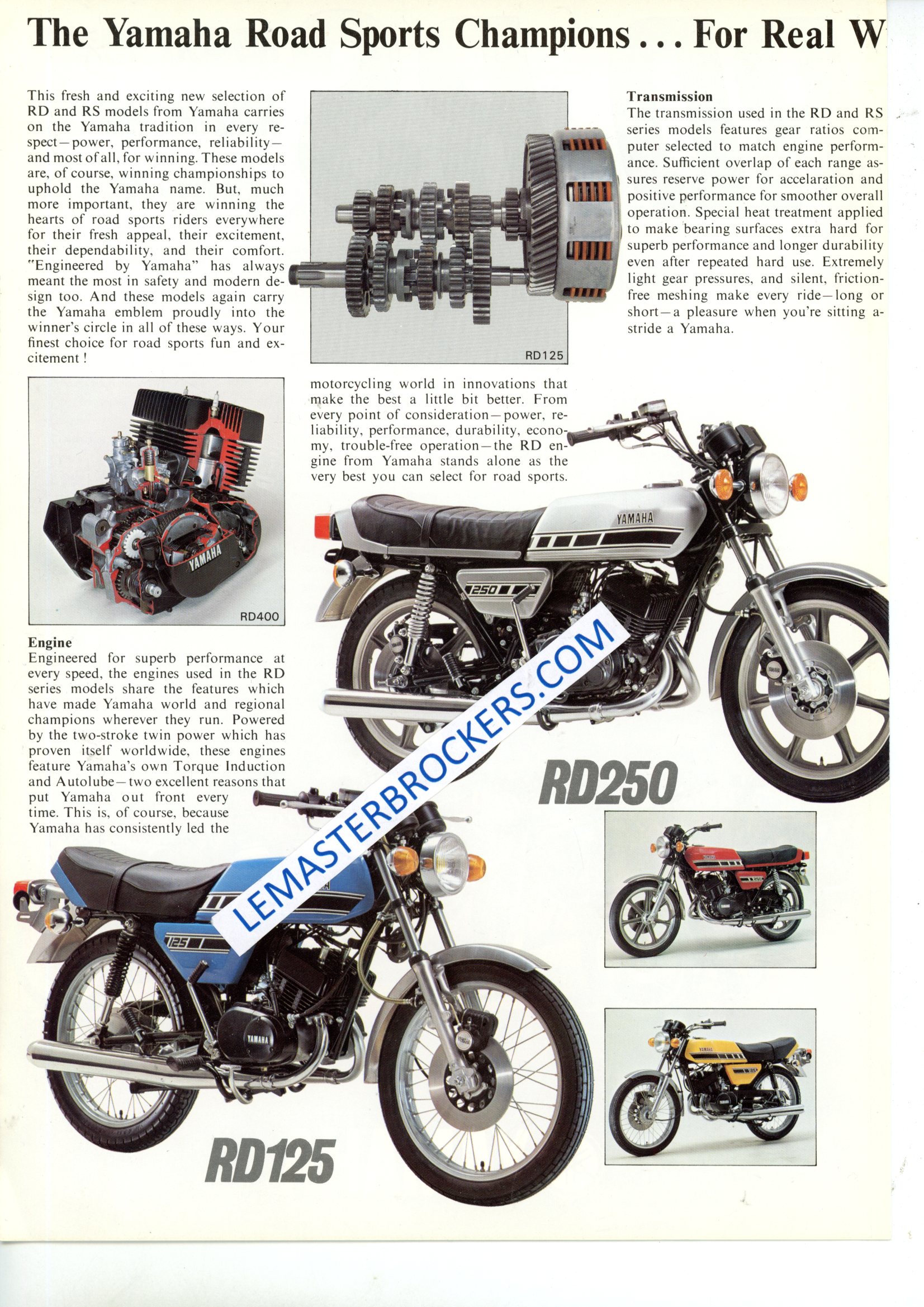 brochure moto vintage YAMAHA RD SR RD400 RD250 RD200 RD125 RS125 RS100