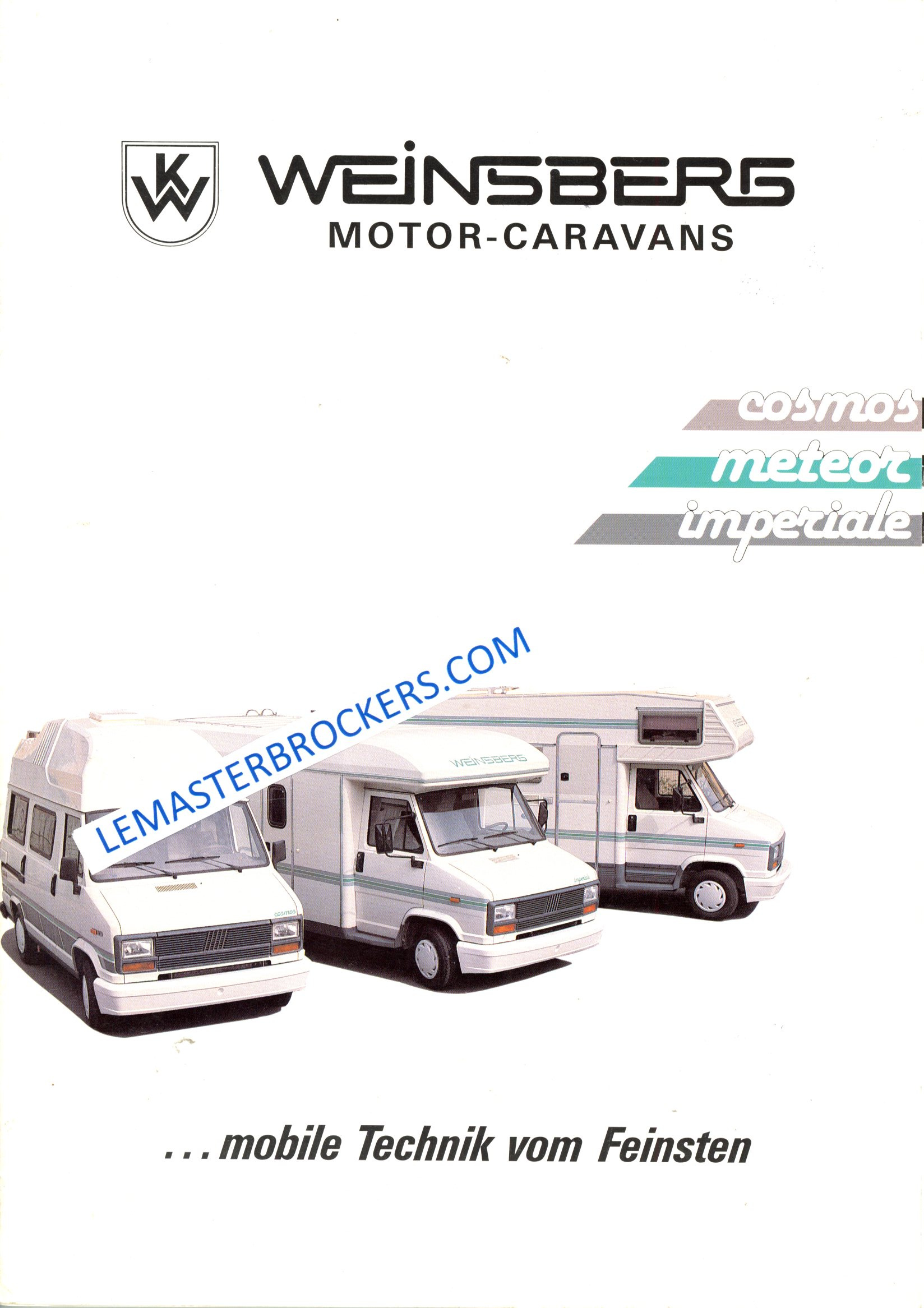 WEINSBERG COMOS METEOR IMPERALE DE 1990 BROCHURE CAMPING-CAR