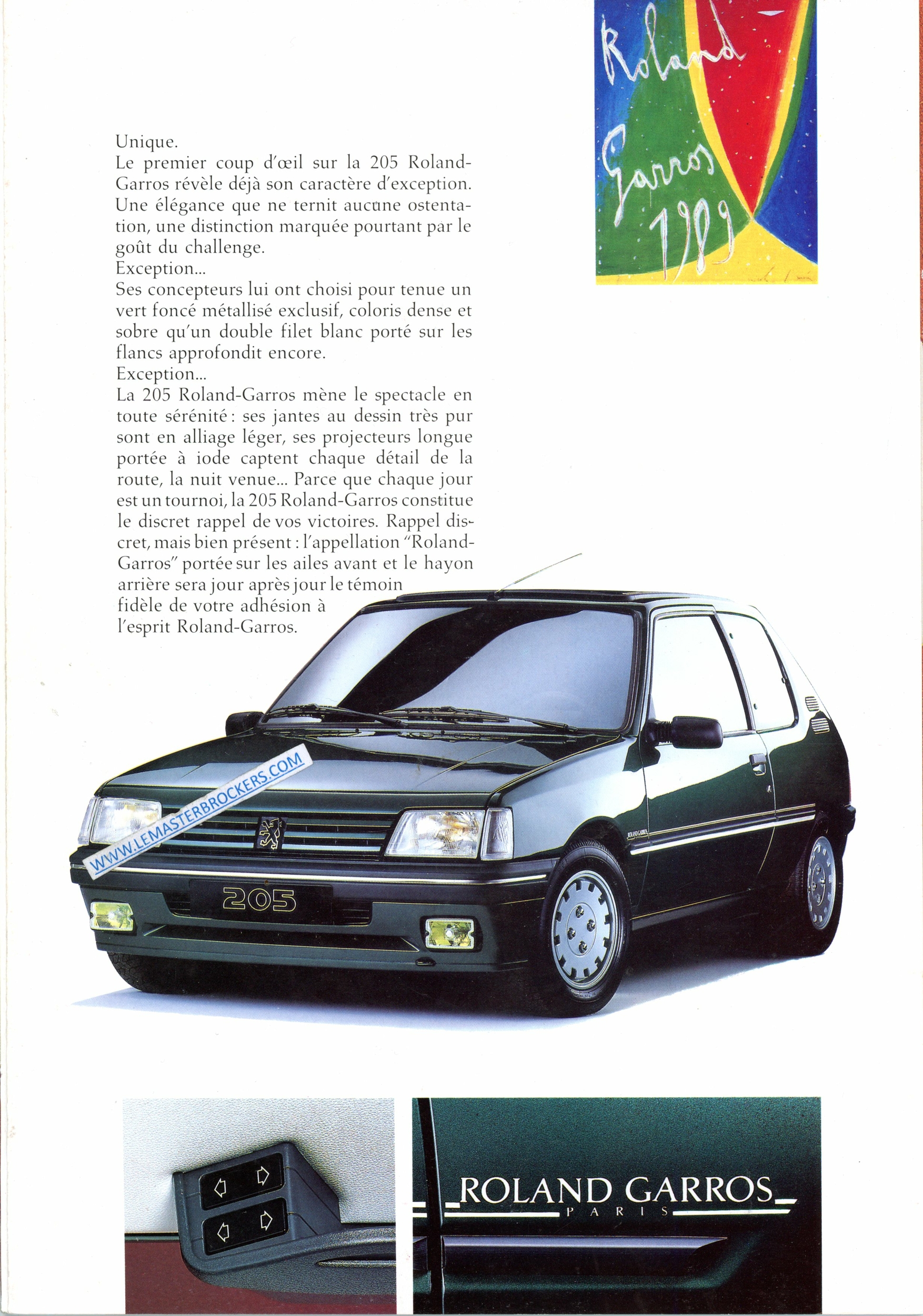 catalogue PEUGEOT ROLAND GARROS 205 CABRIOLET ET 3 PORTES 1991