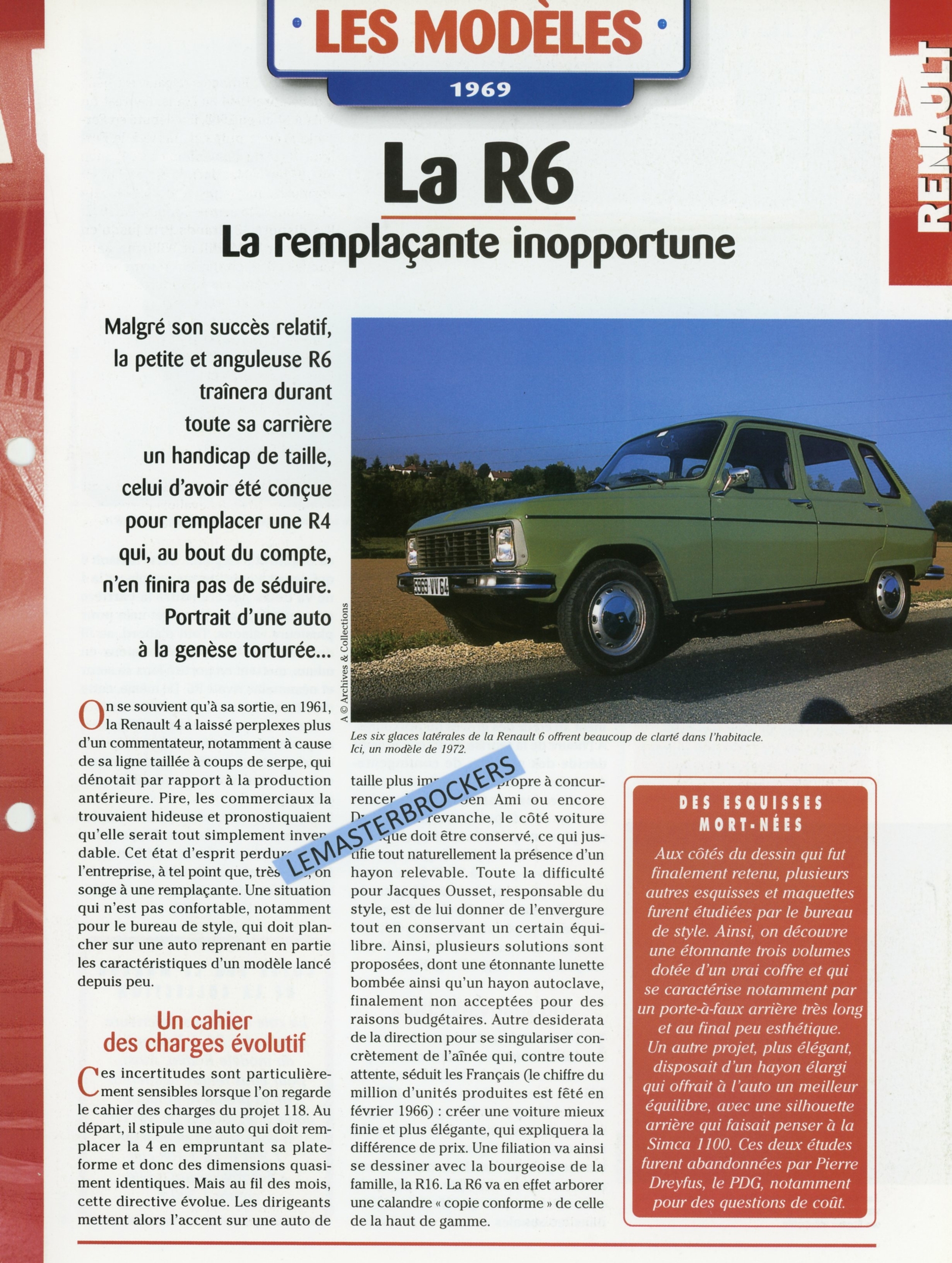 RENAULT-R6-1969-Fiche-auto-lemasterbrockers-cars-card-HACHETTE