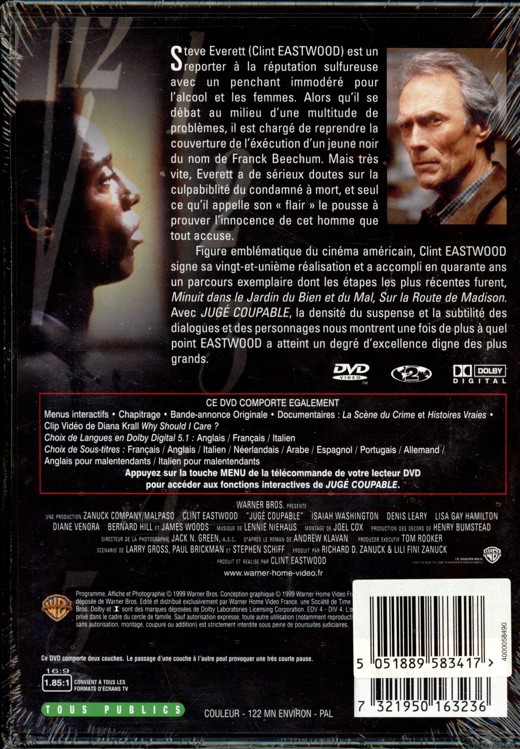 JUGE COUPABLE CLINT EASTWOOD DVD NEUF 7321950163236