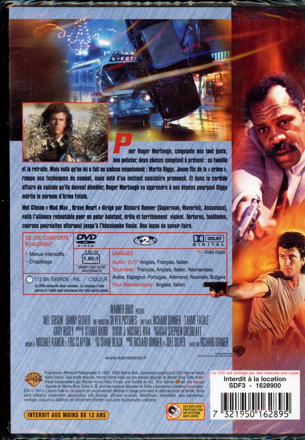 L ARME FATALE MEL GIBSON DANNY GLOVER DVD NEUF 7321950162895