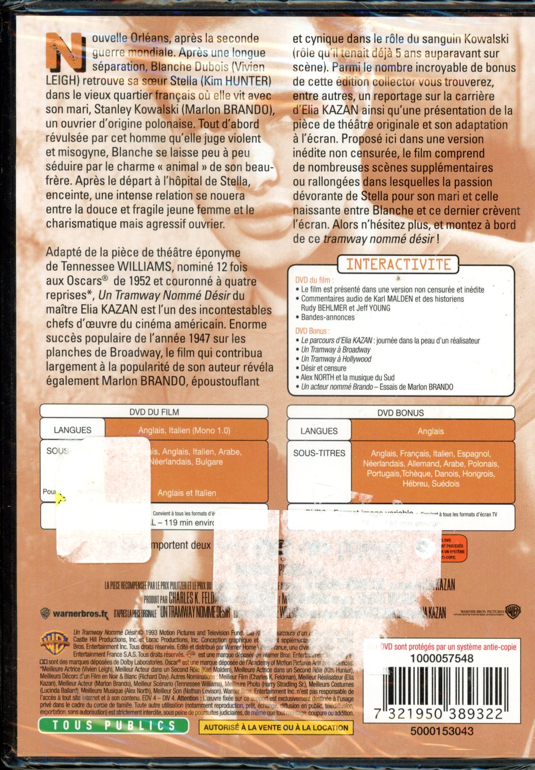 UN TRAMWAY NOMME DESIR EDITION COLLECTOR DVD NEUF 7321950389322