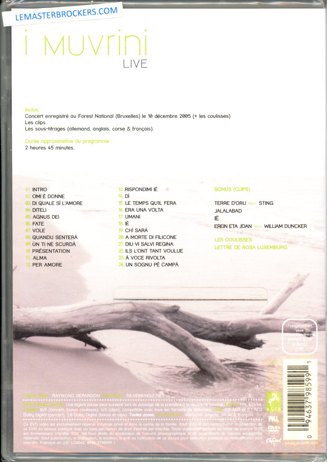 I MUVRINI LIVE CONCERT INTEGRALE   BONUS 094637985991 DVD NEUF COLLECTOR