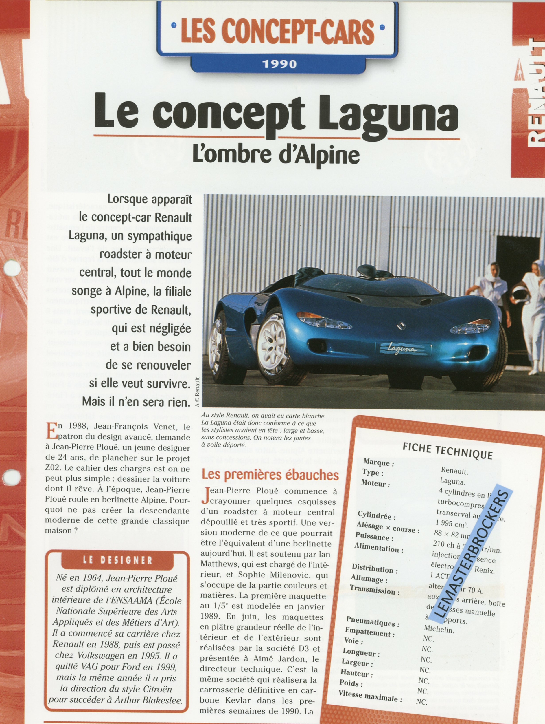 RENAULT LAGUNA - LES CONCEPT-CARS 1990 - FICHE AUTO HACHETTE