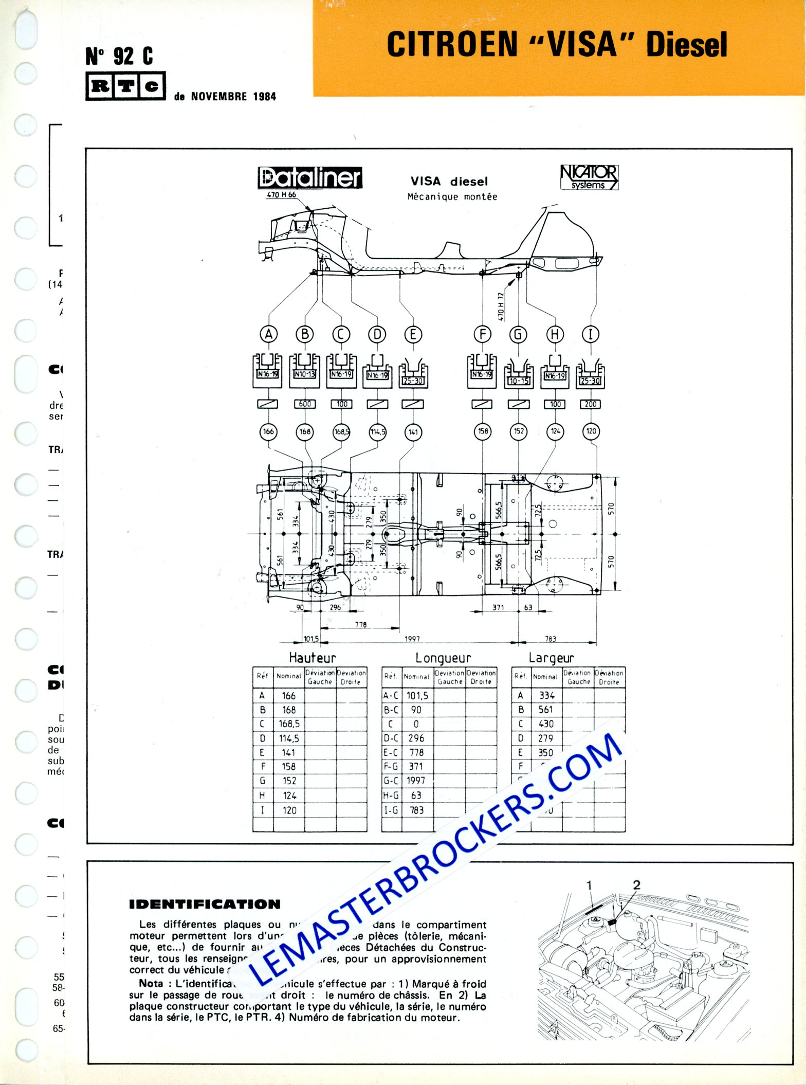 CITROEN VISA DIESEL - FICHE RTC 92 C