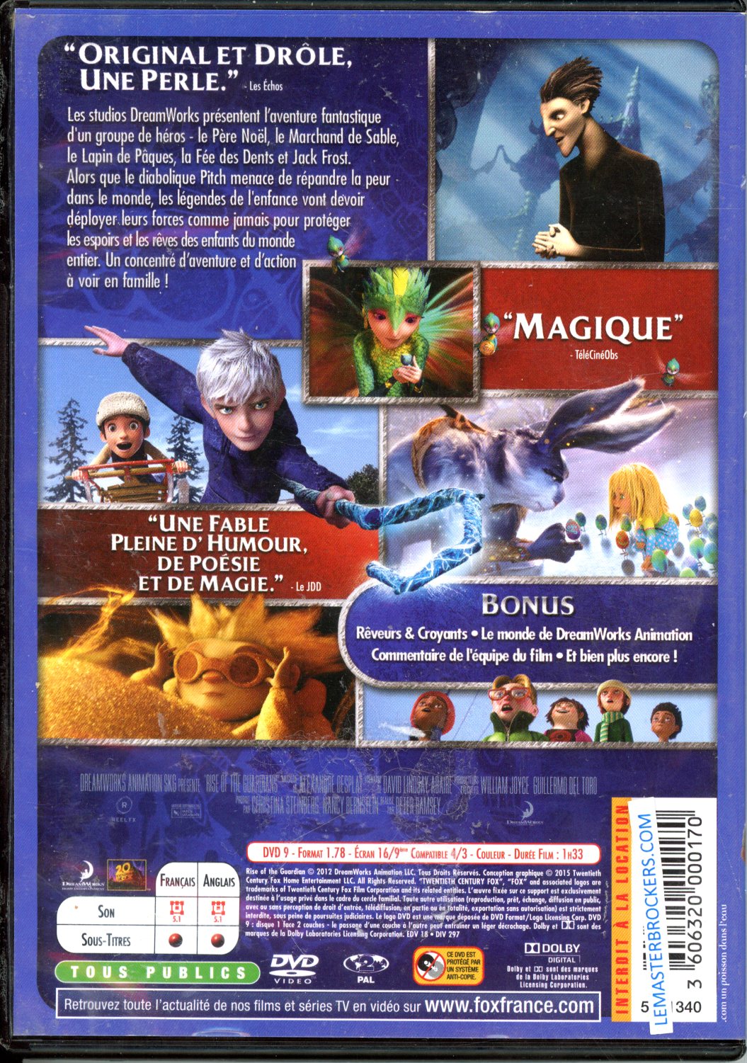 3606320000170 dvd LES CINO LEGENDES - DREAMWORKS