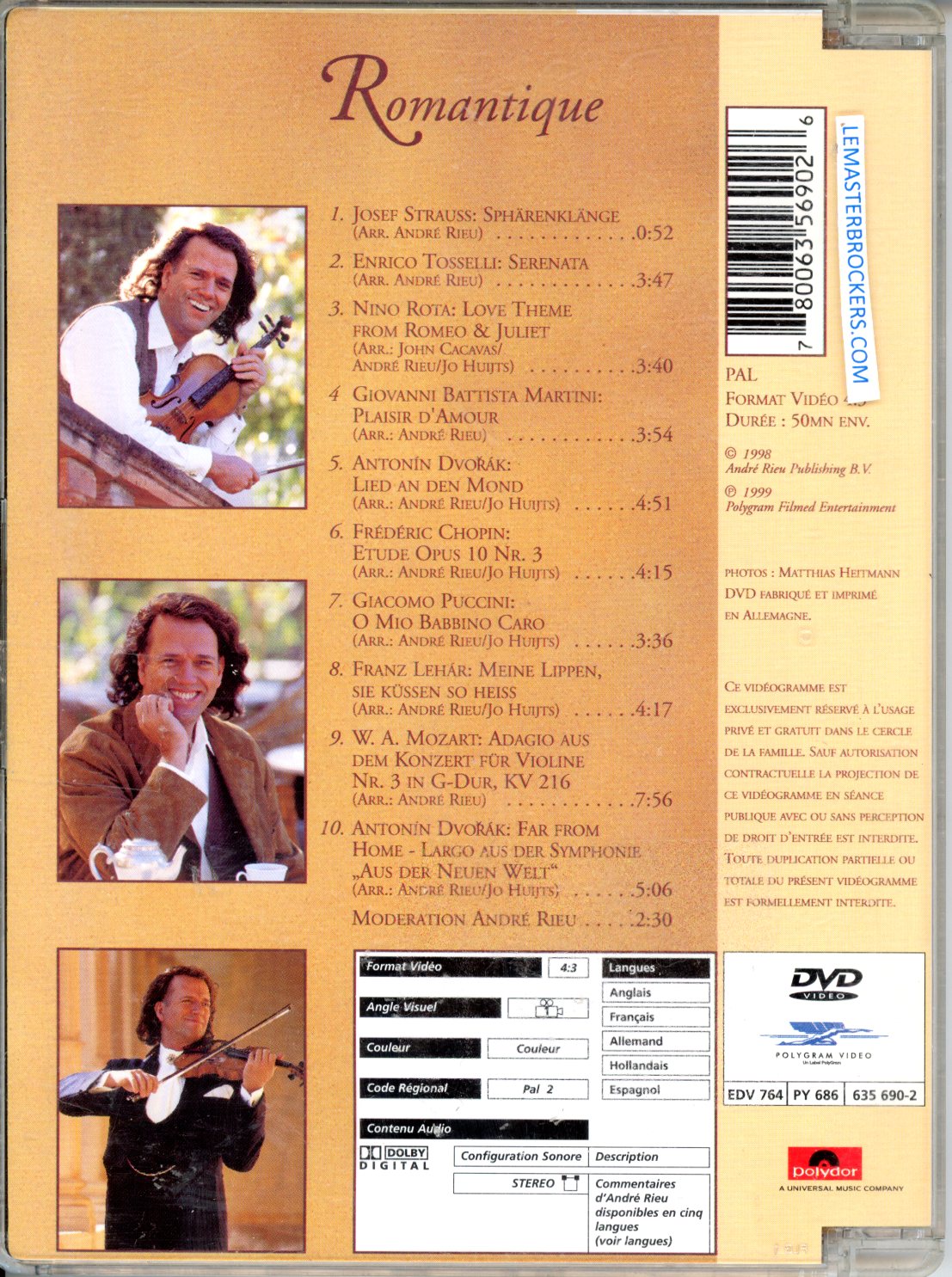 780063569026 dvd ANDRÉ RIEU ROMANTIQUE