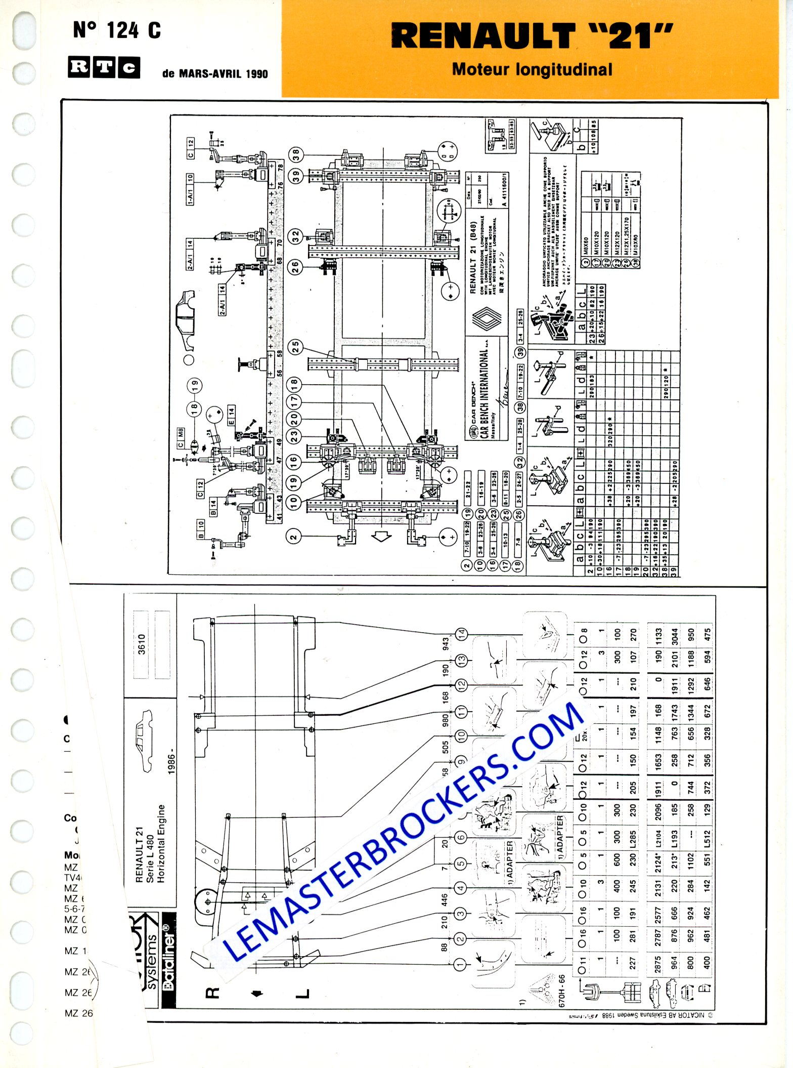 RENAULT 21 MOTEUR LONGITUDINAL FICHE RTC 1990 R21