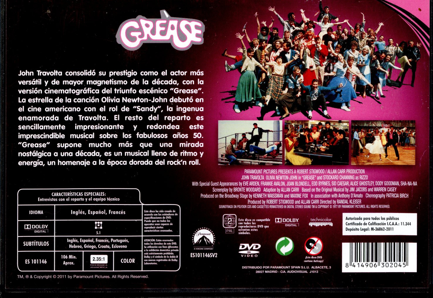 GREASE EDITION HORIZONTAL 8414906302045 ESPAGNOL DVD OCCASION 2011