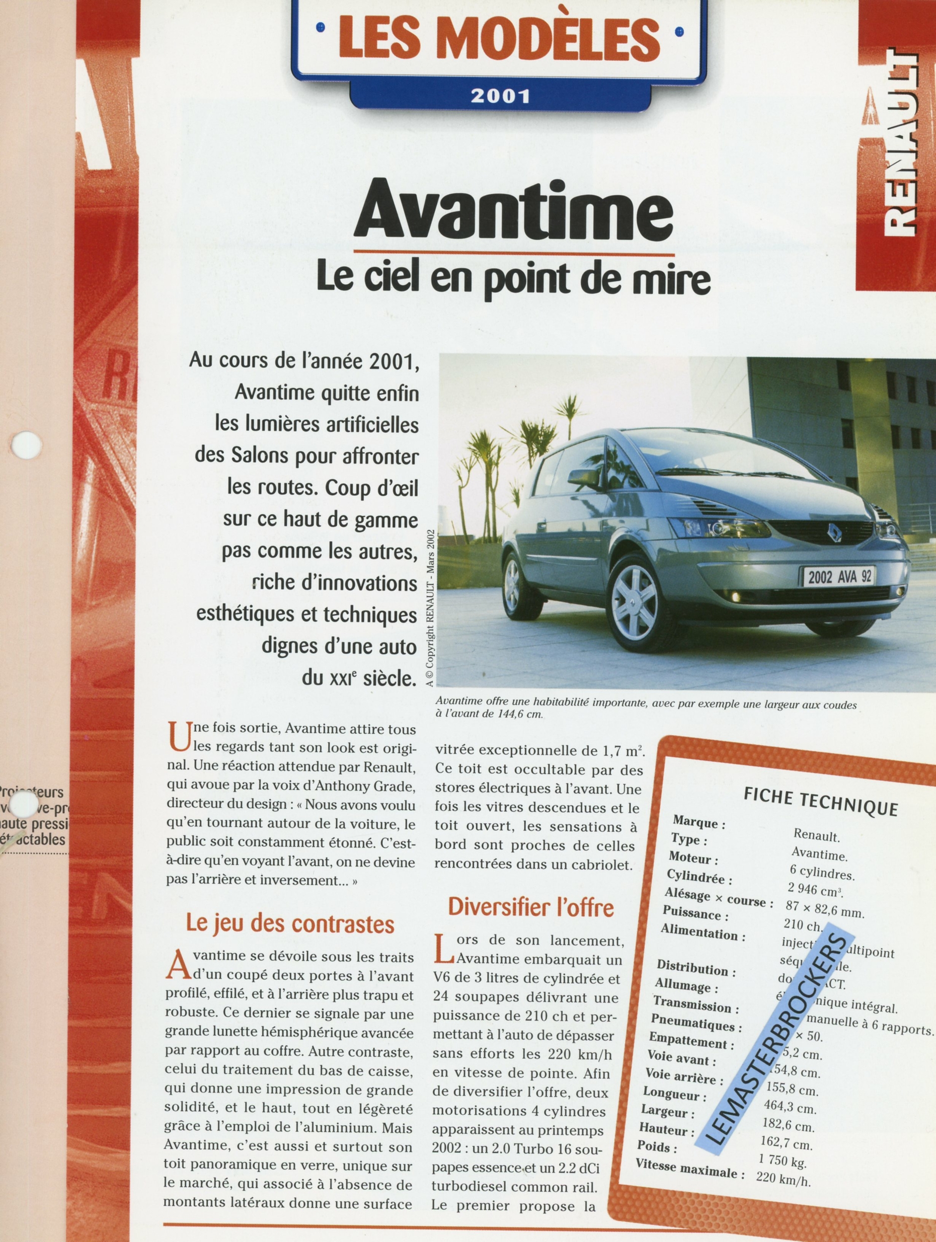 RENAULT-AVANTIME-Fiche-auto-lemasterbrockers-cars-HACHETTE-2001