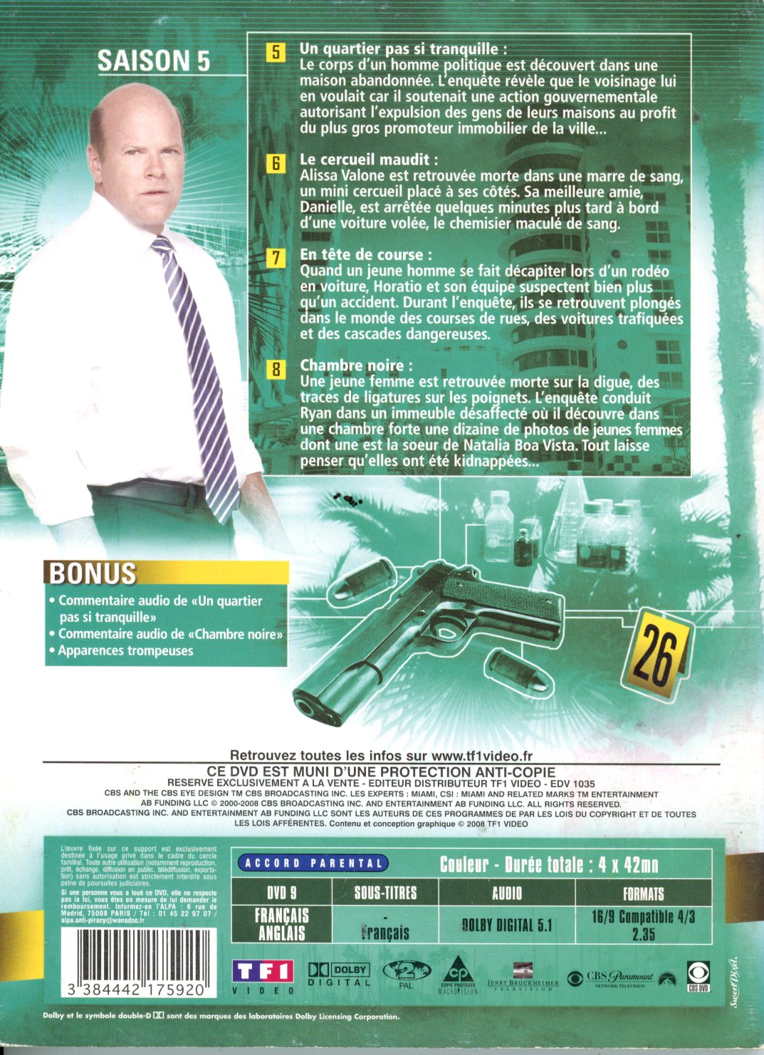 dvd LES EXPERTS MIAMI 26 SAISON 5 EPISODES 5 A 8