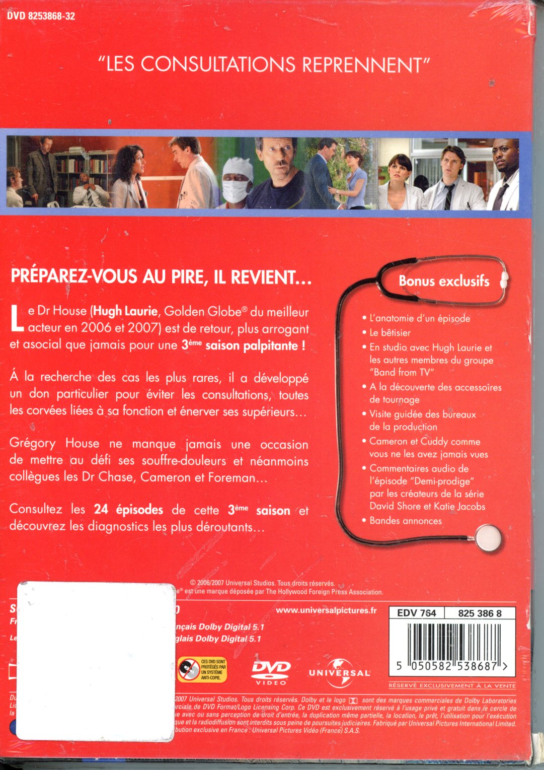 Dr HOUSSE INTEGRALE SAISON 3 - COFFRET 6 DVD NEUF