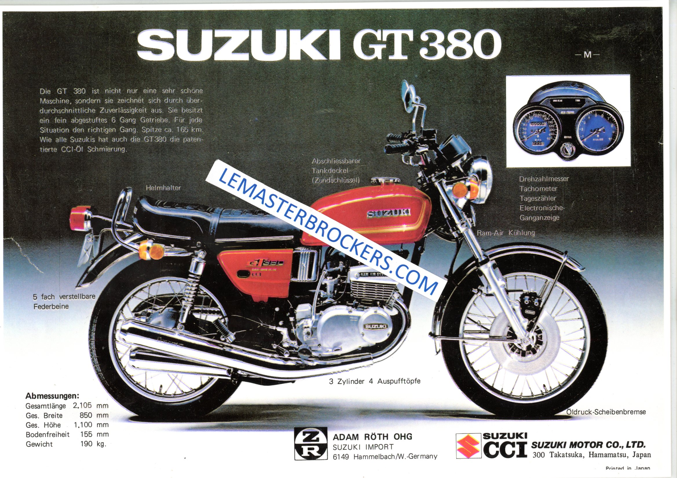 BROCHURE MOTO SUZUKI GT 380 GT380 FAC SIMILE