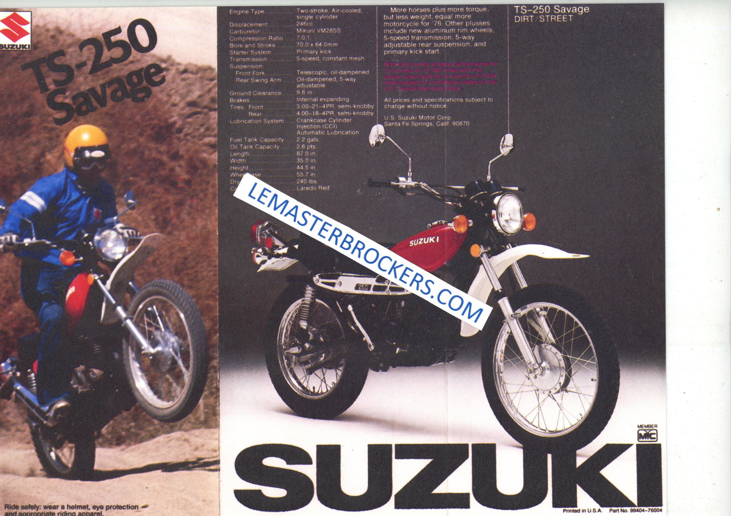 SUZUKI TS 250 SAVAGE TS250 FAC-SIMILE