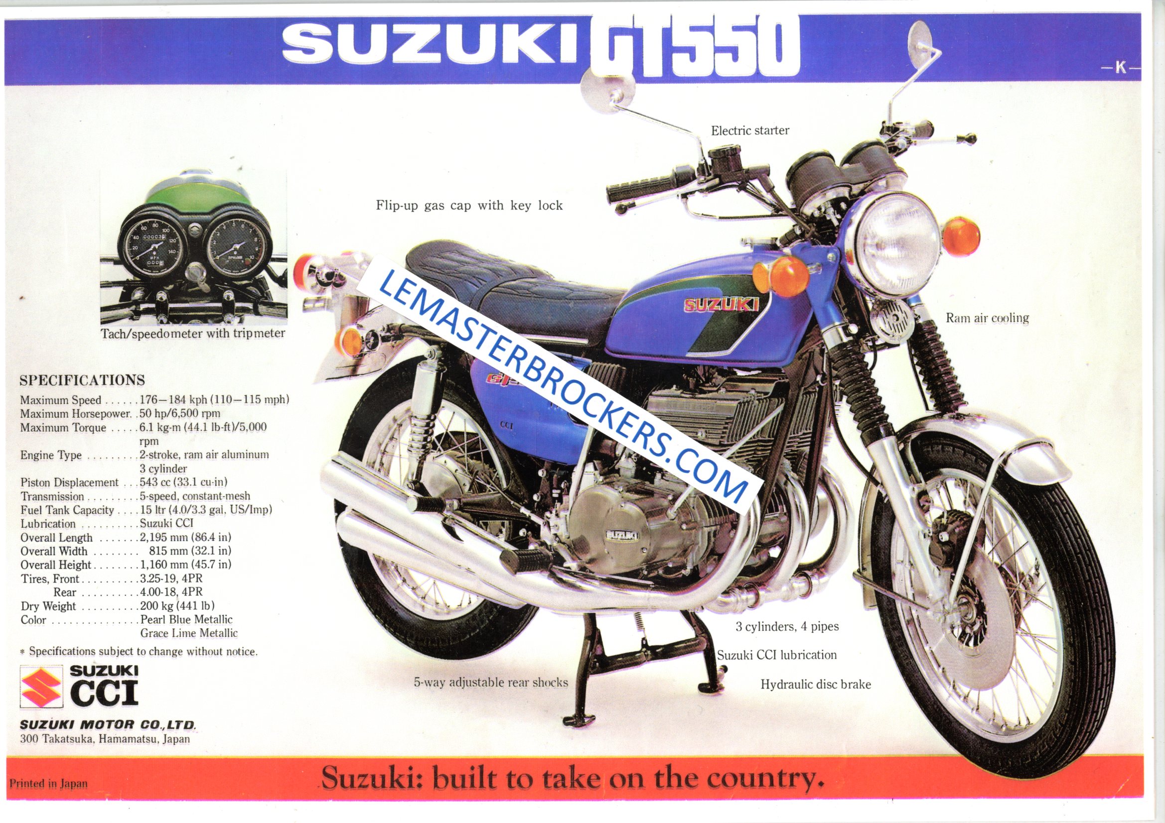 brochure moto SUZUKI GT 550 GT550 FAC-SIMILÉ